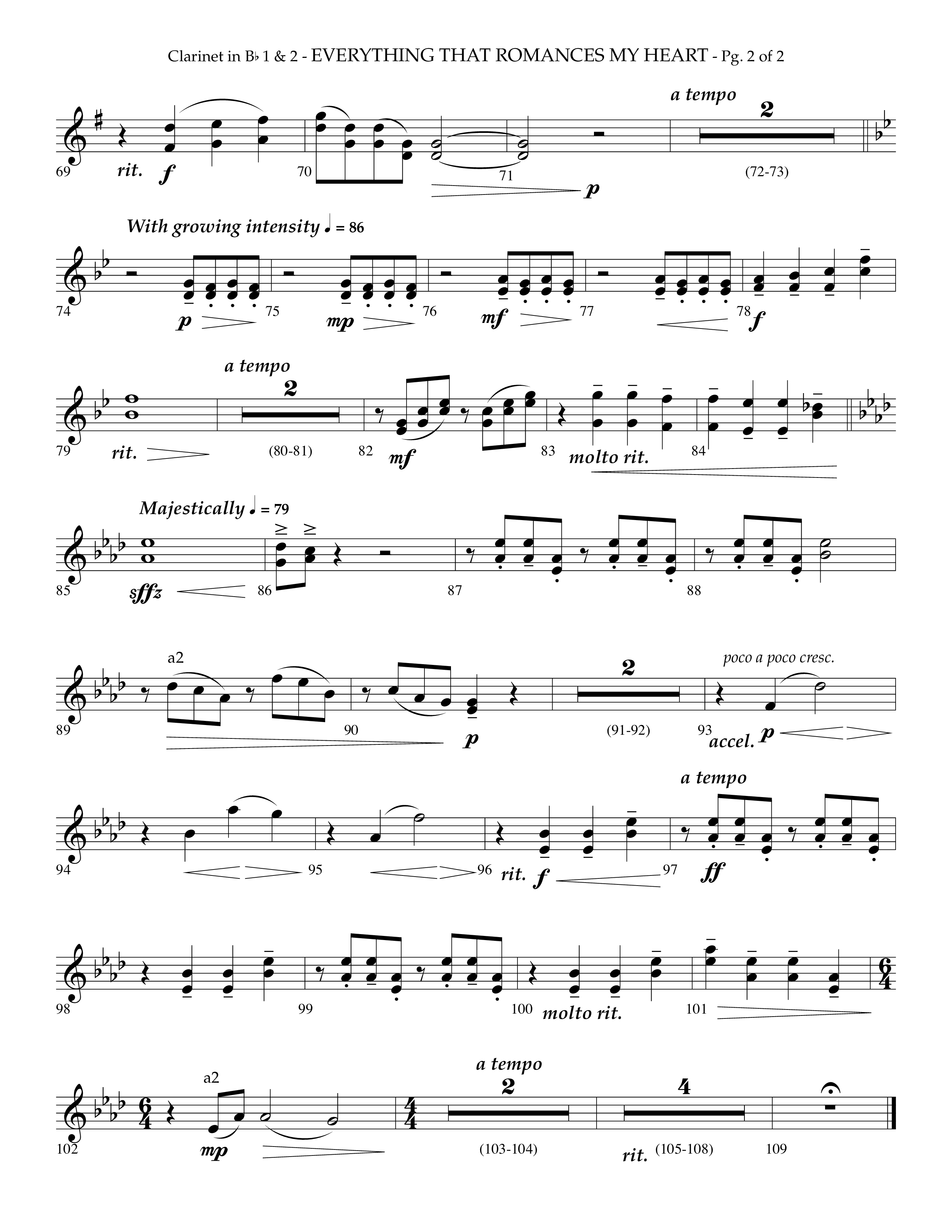 Everything That Romances My Heart (Choral Anthem SATB) Clarinet 1/2 (Lifeway Choral / Arr. Phillip Keveren)