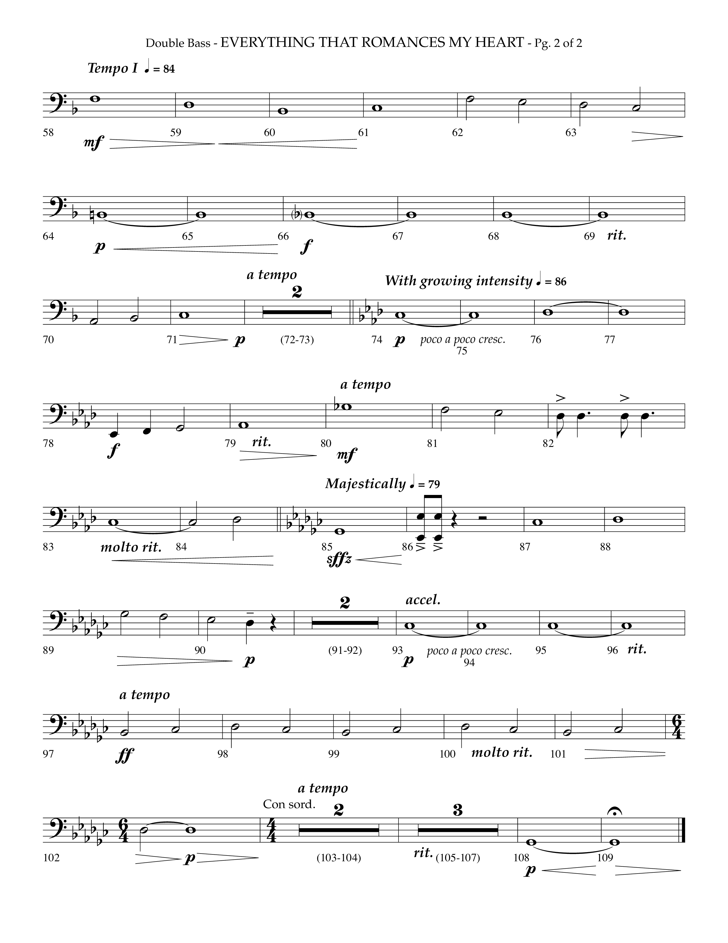Everything That Romances My Heart (Choral Anthem SATB) Double Bass (Lifeway Choral / Arr. Phillip Keveren)