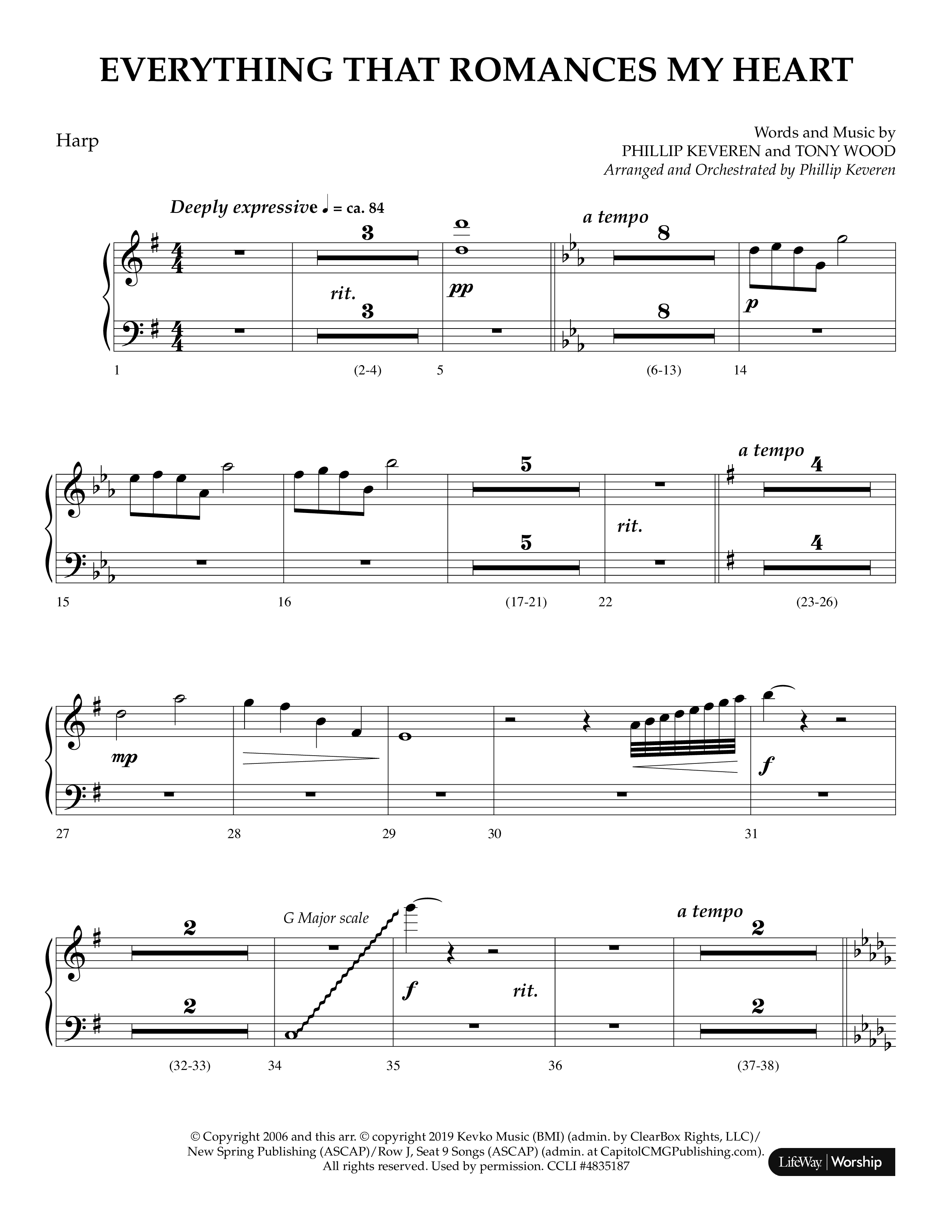 Everything That Romances My Heart (Choral Anthem SATB) Harp (Lifeway Choral / Arr. Phillip Keveren)