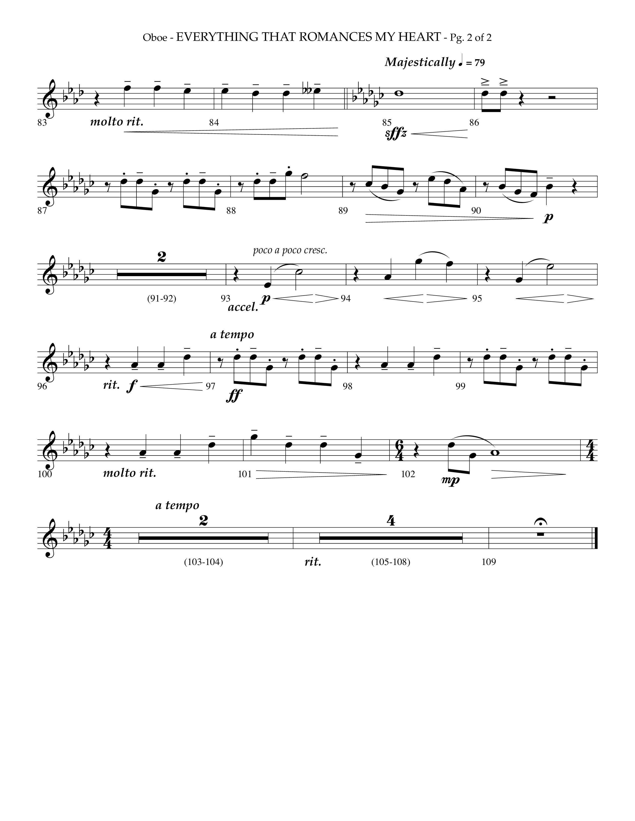 Everything That Romances My Heart (Choral Anthem SATB) Oboe (Lifeway Choral / Arr. Phillip Keveren)