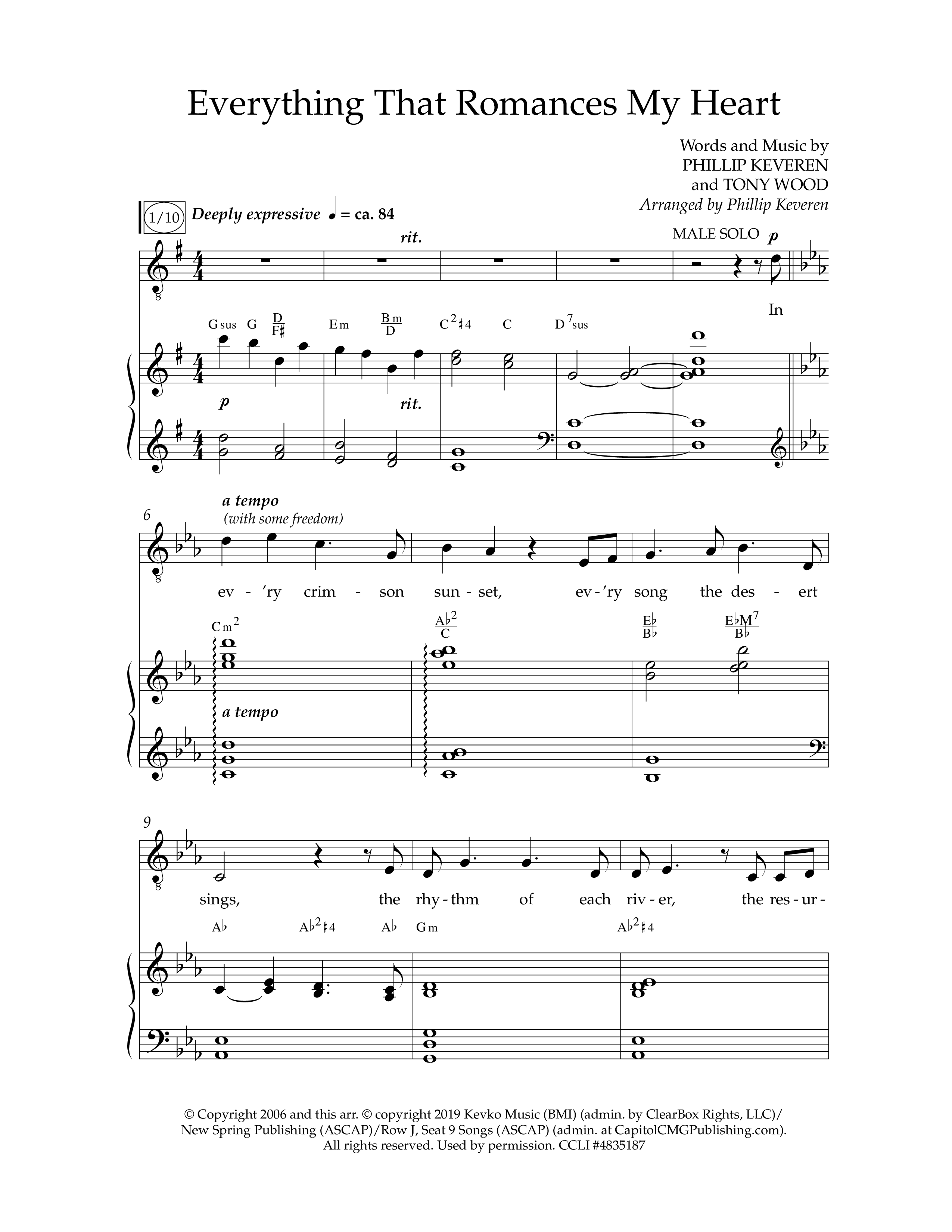 Everything That Romances My Heart (Choral Anthem SATB) Anthem (SATB/Piano) (Lifeway Choral / Arr. Phillip Keveren)