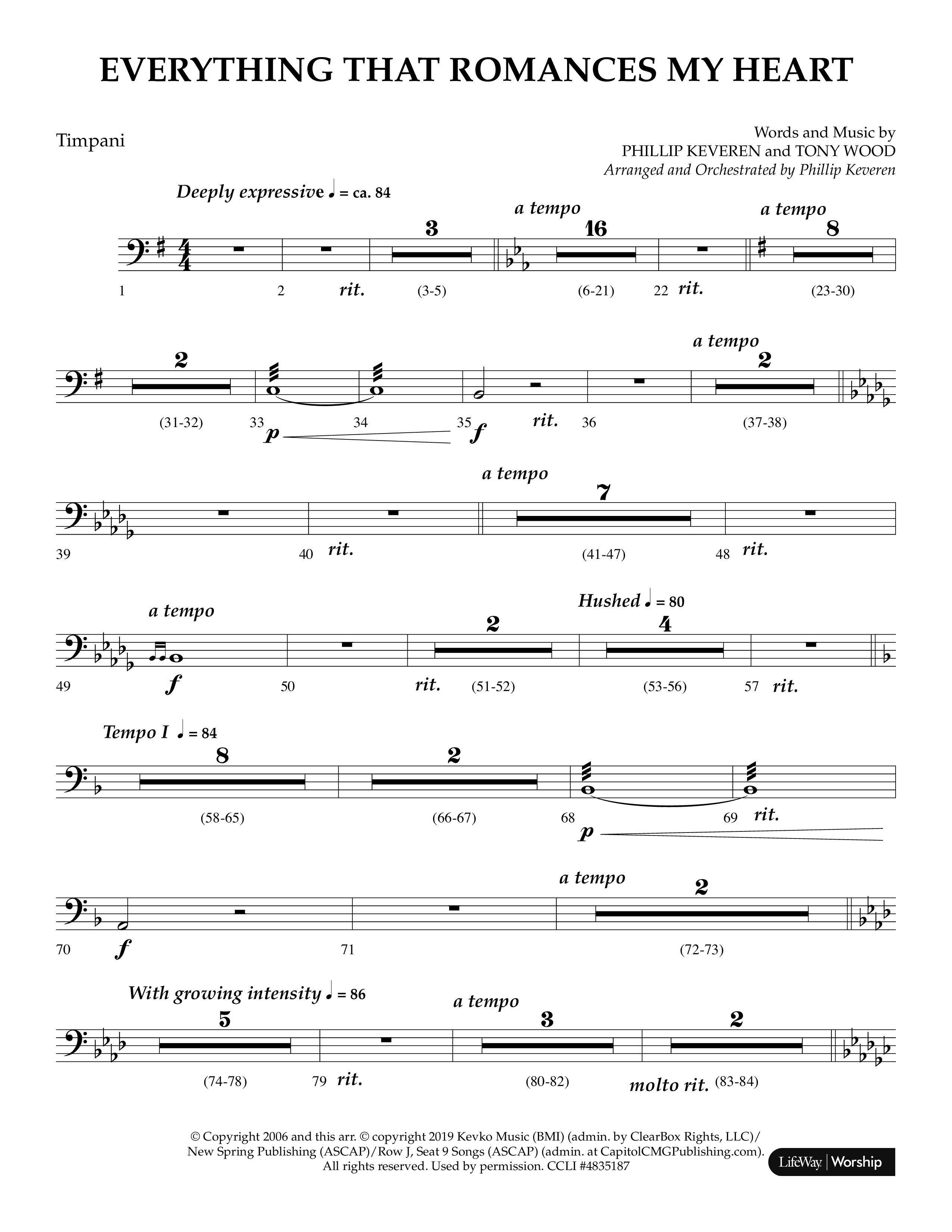 Everything That Romances My Heart (Choral Anthem SATB) Timpani (Lifeway Choral / Arr. Phillip Keveren)