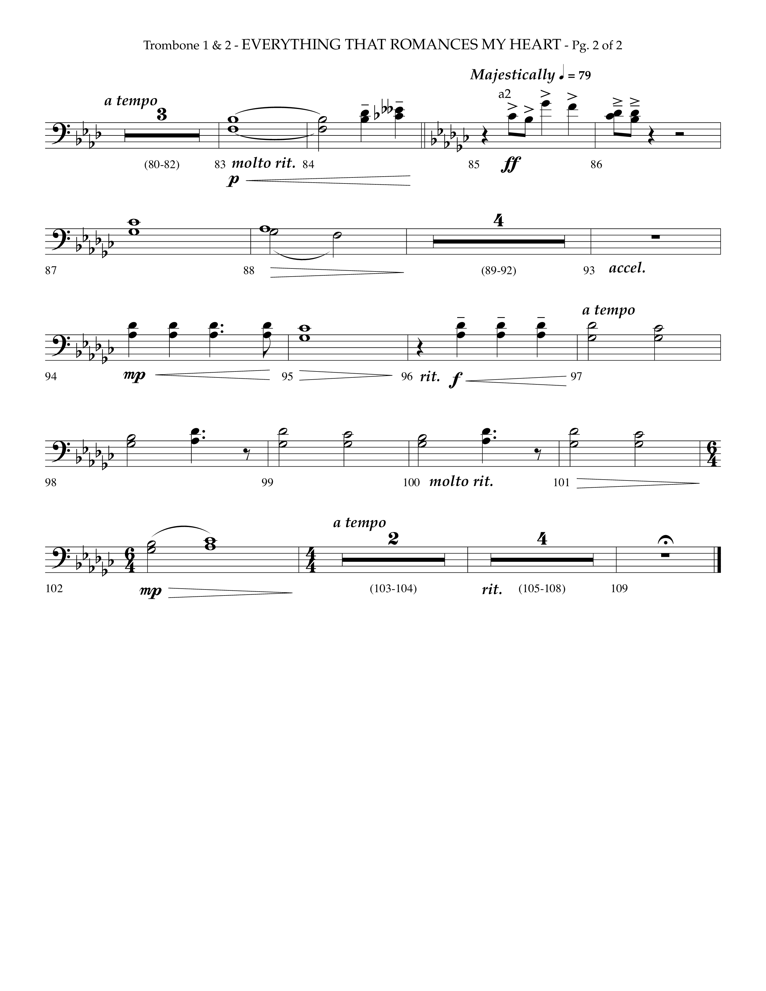 Everything That Romances My Heart (Choral Anthem SATB) Trombone 1/2 (Lifeway Choral / Arr. Phillip Keveren)