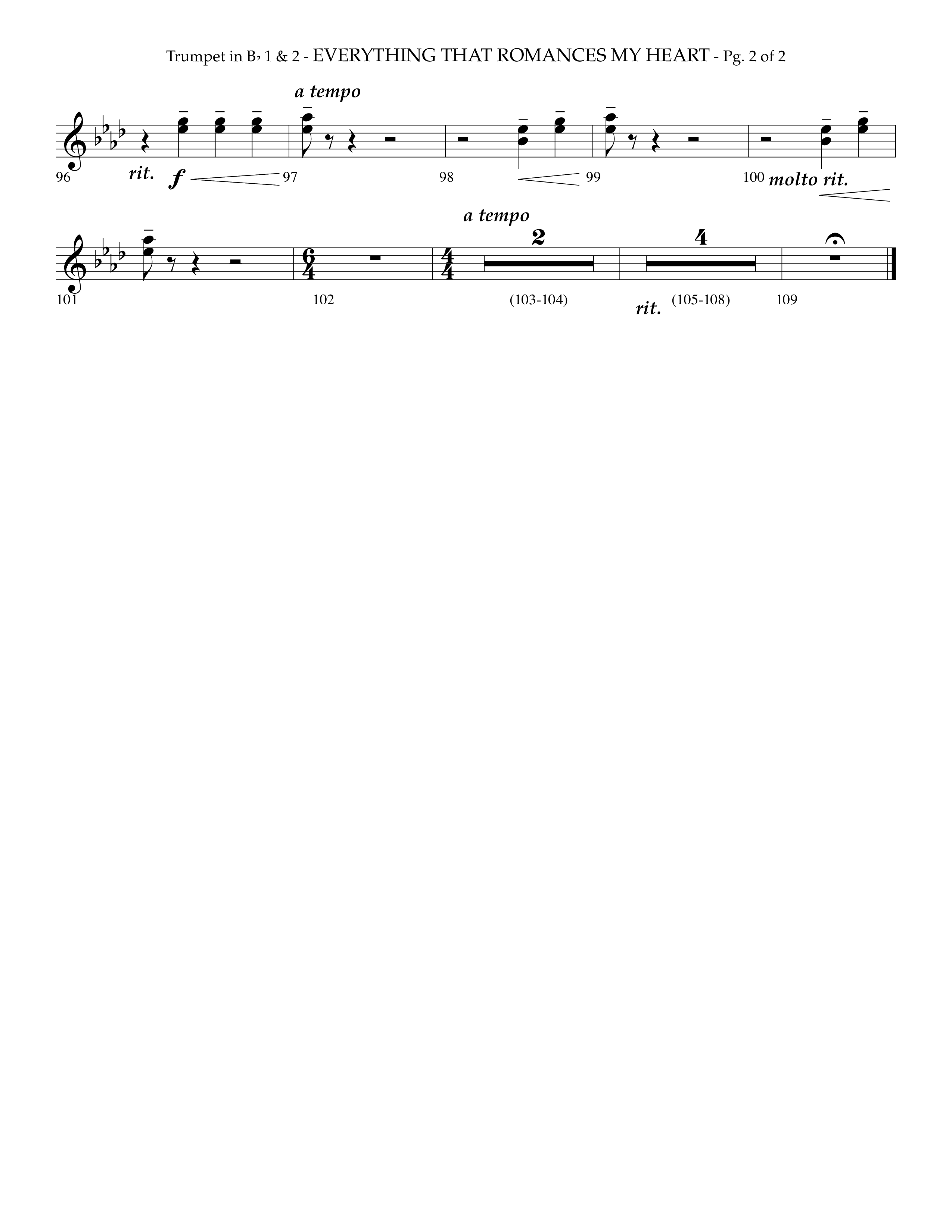 Everything That Romances My Heart (Choral Anthem SATB) Trumpet 1,2 (Lifeway Choral / Arr. Phillip Keveren)