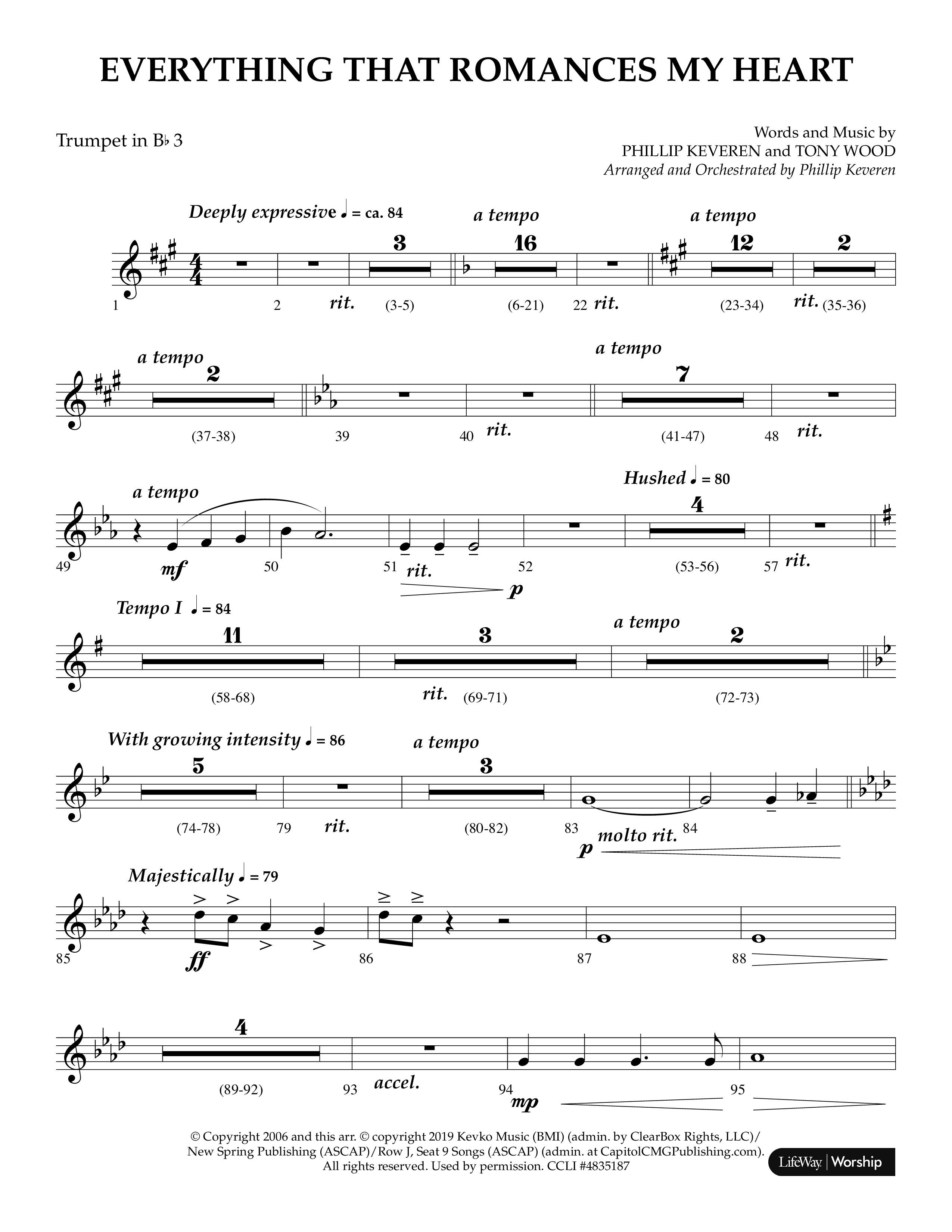 Everything That Romances My Heart (Choral Anthem SATB) Trumpet 3 (Lifeway Choral / Arr. Phillip Keveren)