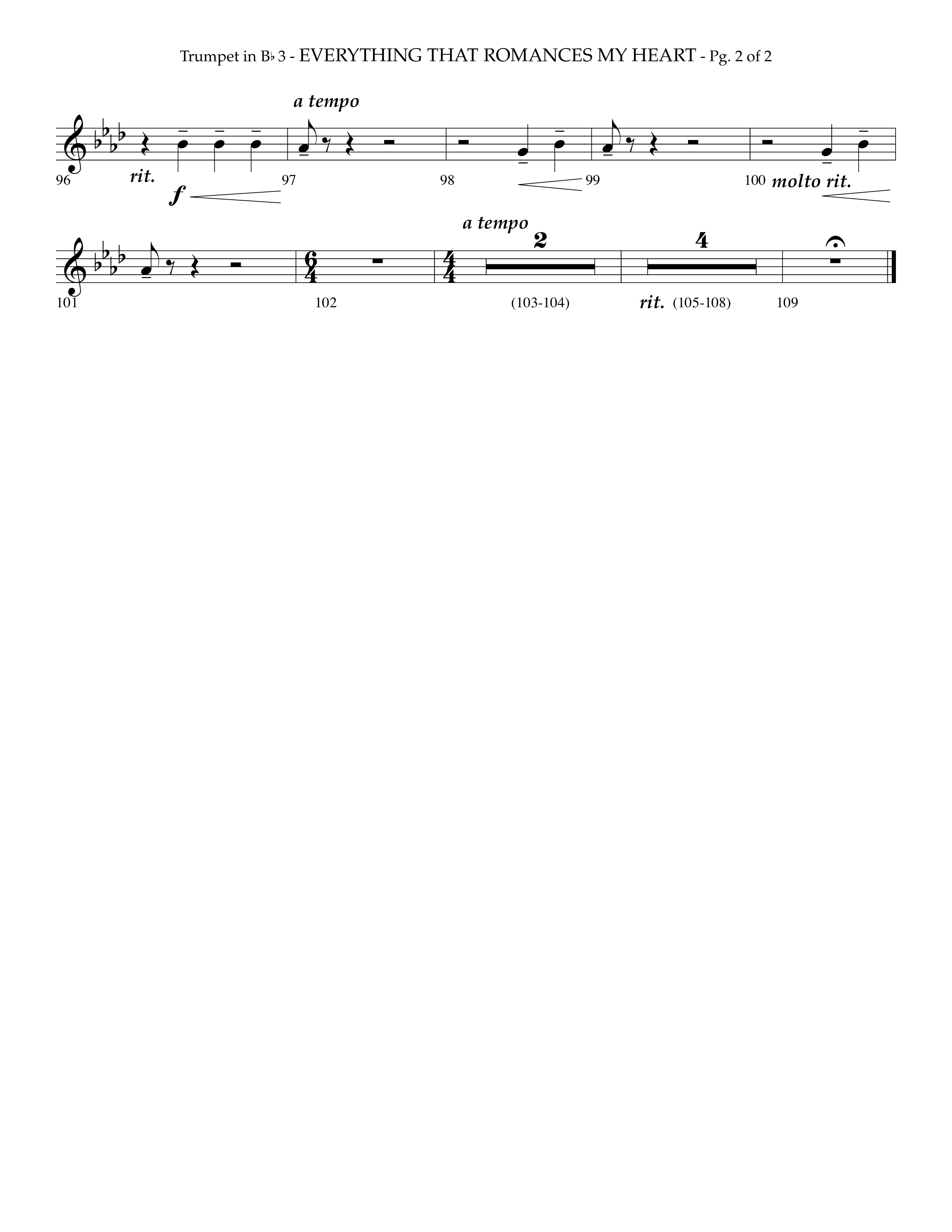 Everything That Romances My Heart (Choral Anthem SATB) Trumpet 3 (Lifeway Choral / Arr. Phillip Keveren)
