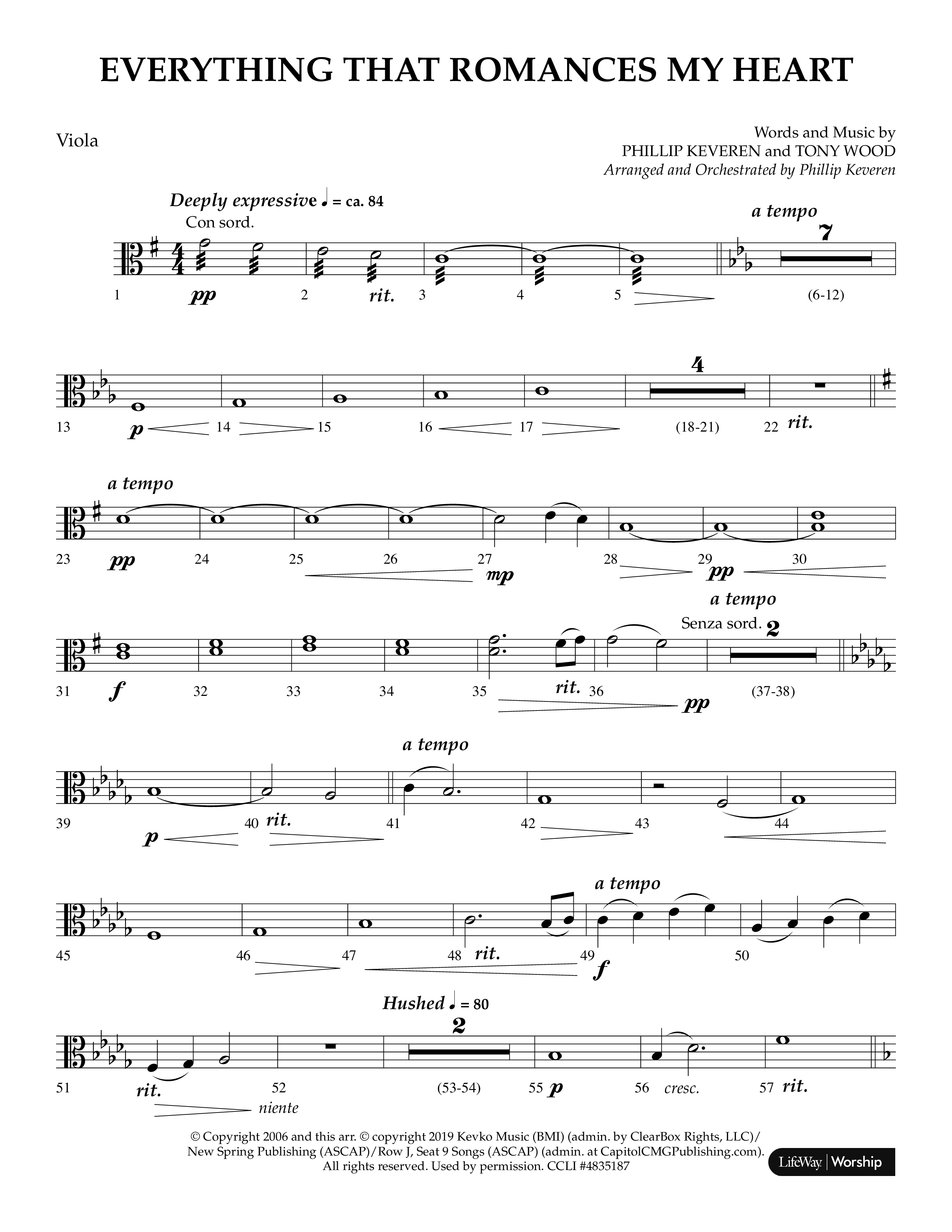 Everything That Romances My Heart (Choral Anthem SATB) Viola (Lifeway Choral / Arr. Phillip Keveren)