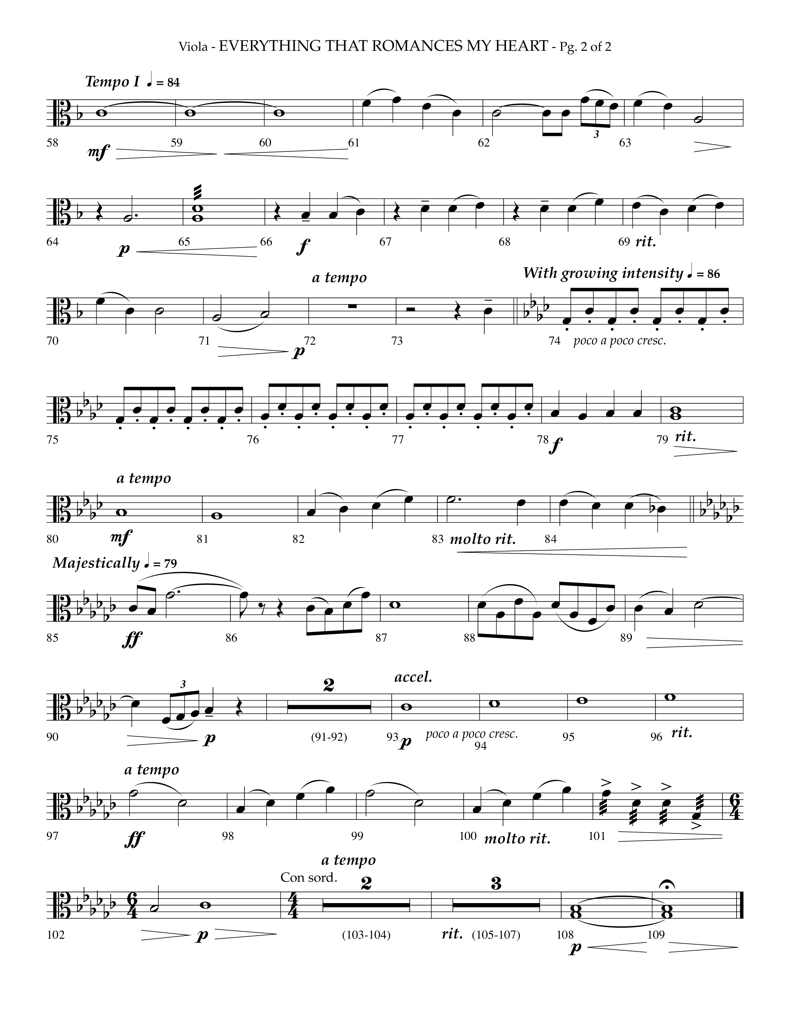 Everything That Romances My Heart (Choral Anthem SATB) Viola (Lifeway Choral / Arr. Phillip Keveren)