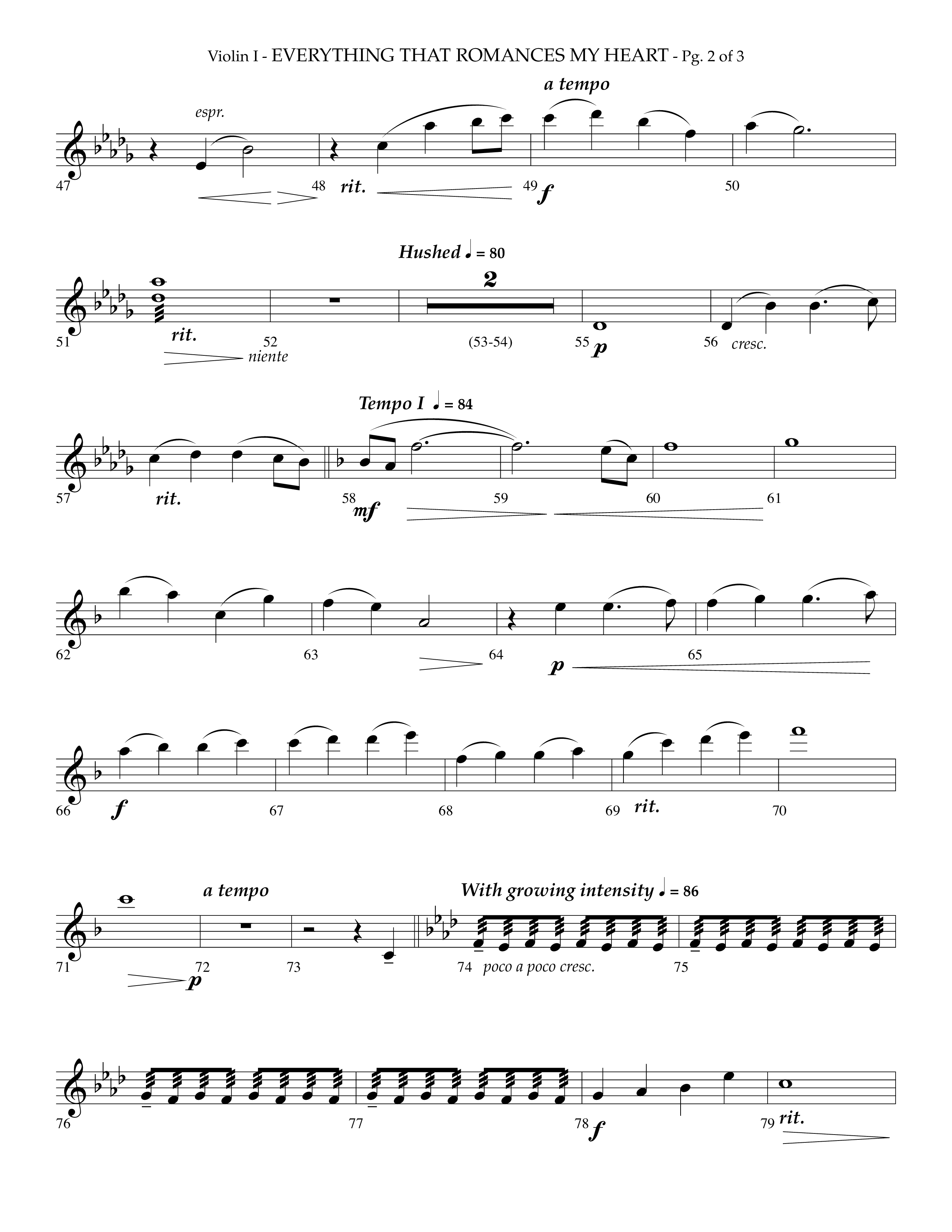 Everything That Romances My Heart (Choral Anthem SATB) Violin 1 (Lifeway Choral / Arr. Phillip Keveren)