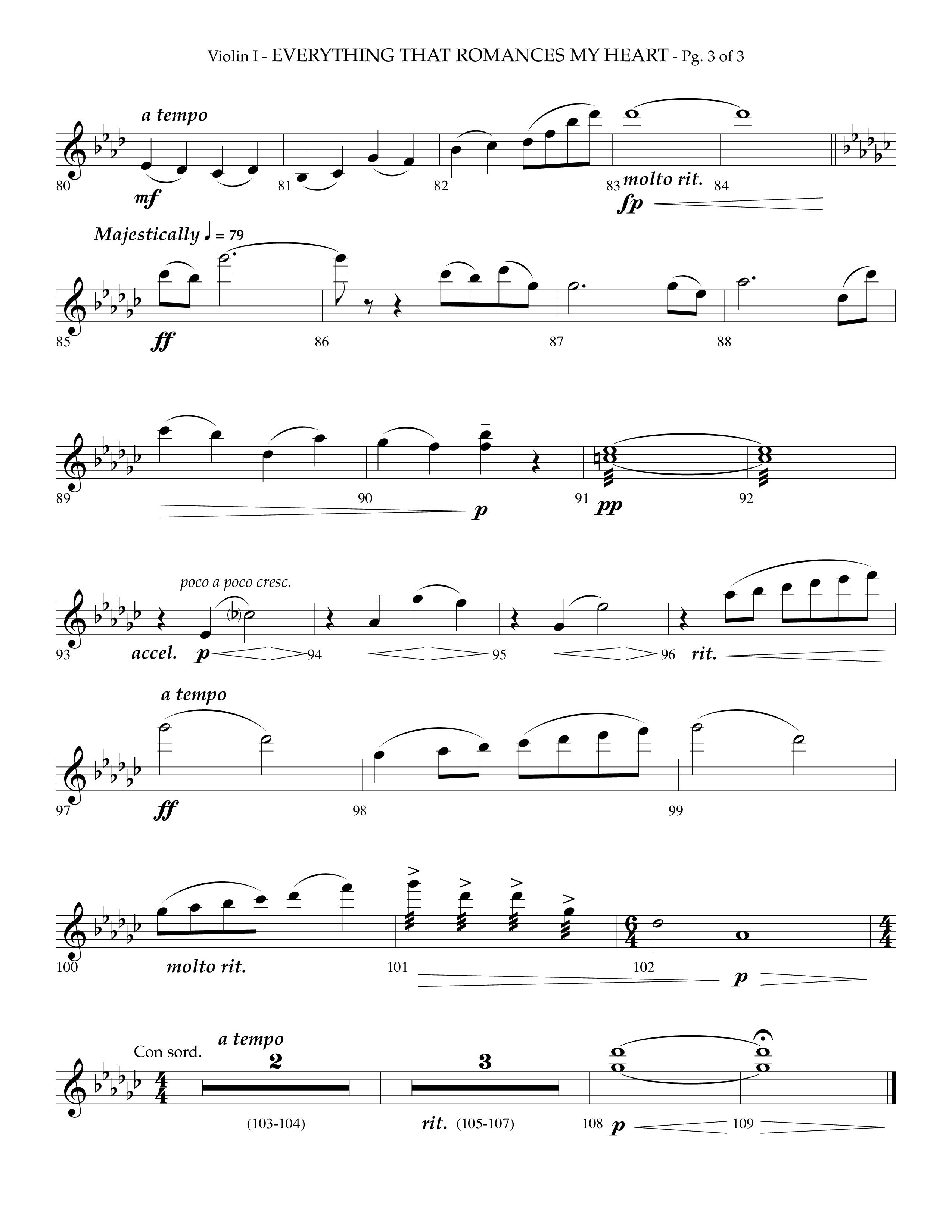 Everything That Romances My Heart (Choral Anthem SATB) Violin 1 (Lifeway Choral / Arr. Phillip Keveren)