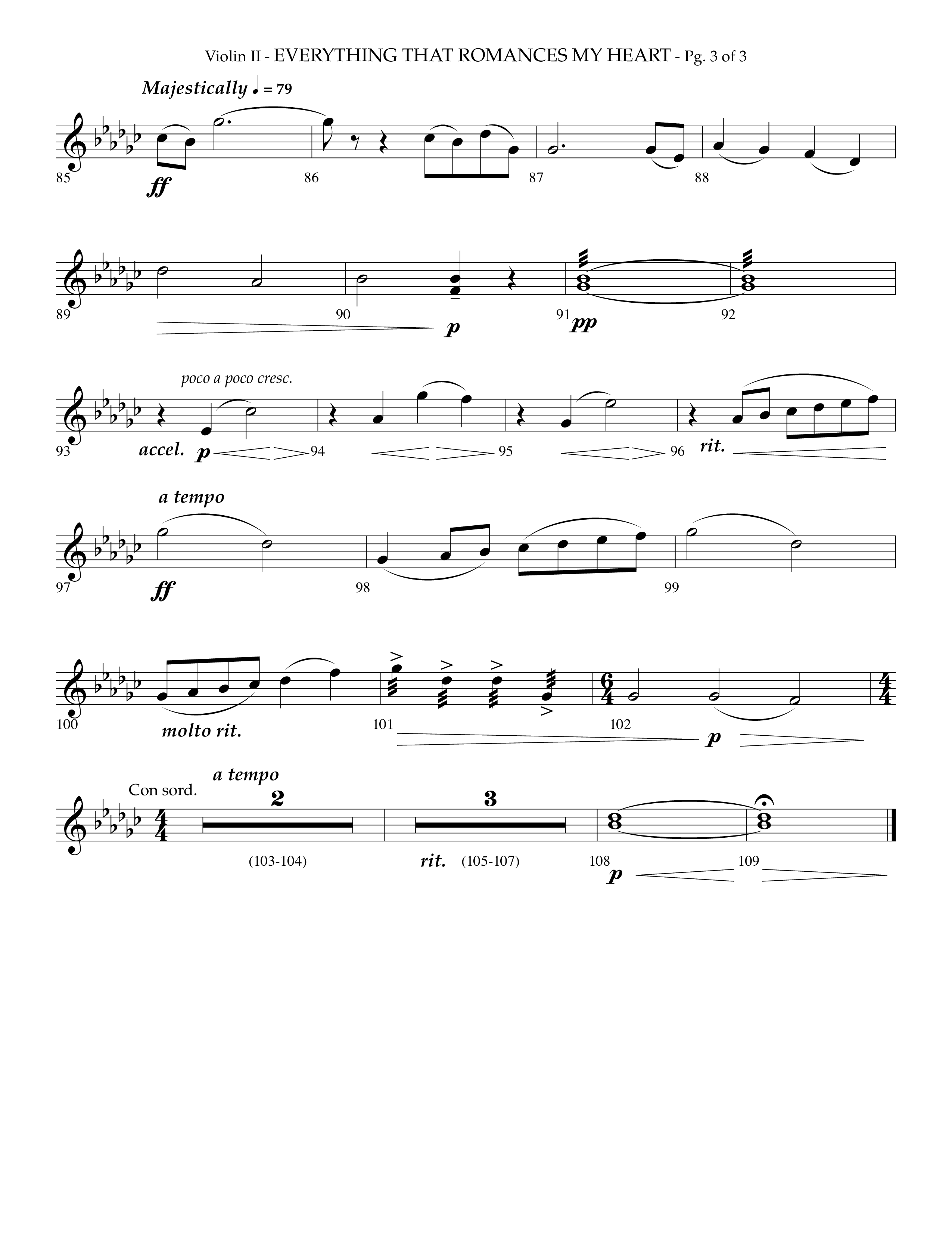 Everything That Romances My Heart (Choral Anthem SATB) Violin 2 (Lifeway Choral / Arr. Phillip Keveren)