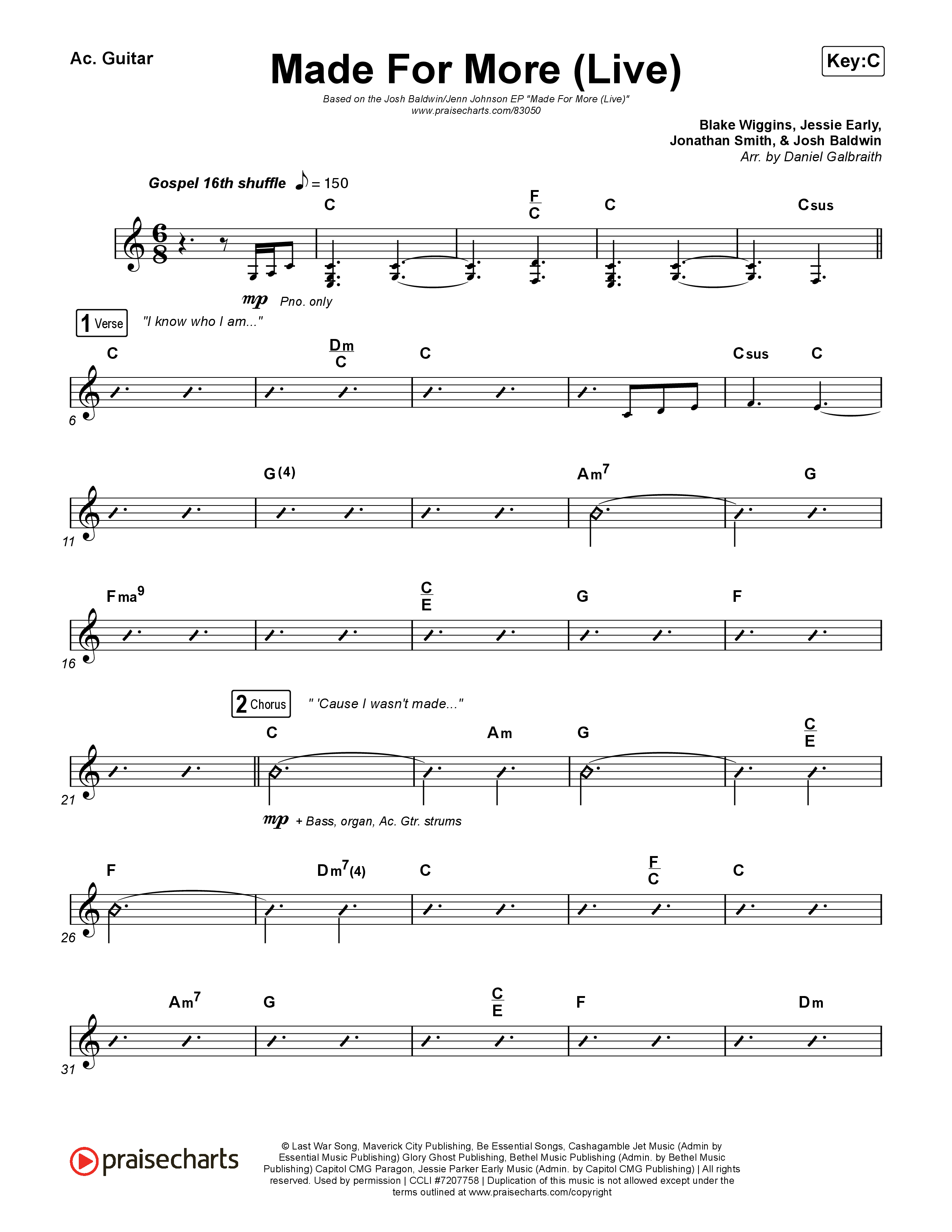 Made For More (Live) Acoustic Guitar (Josh Baldwin / Jenn Johnson)