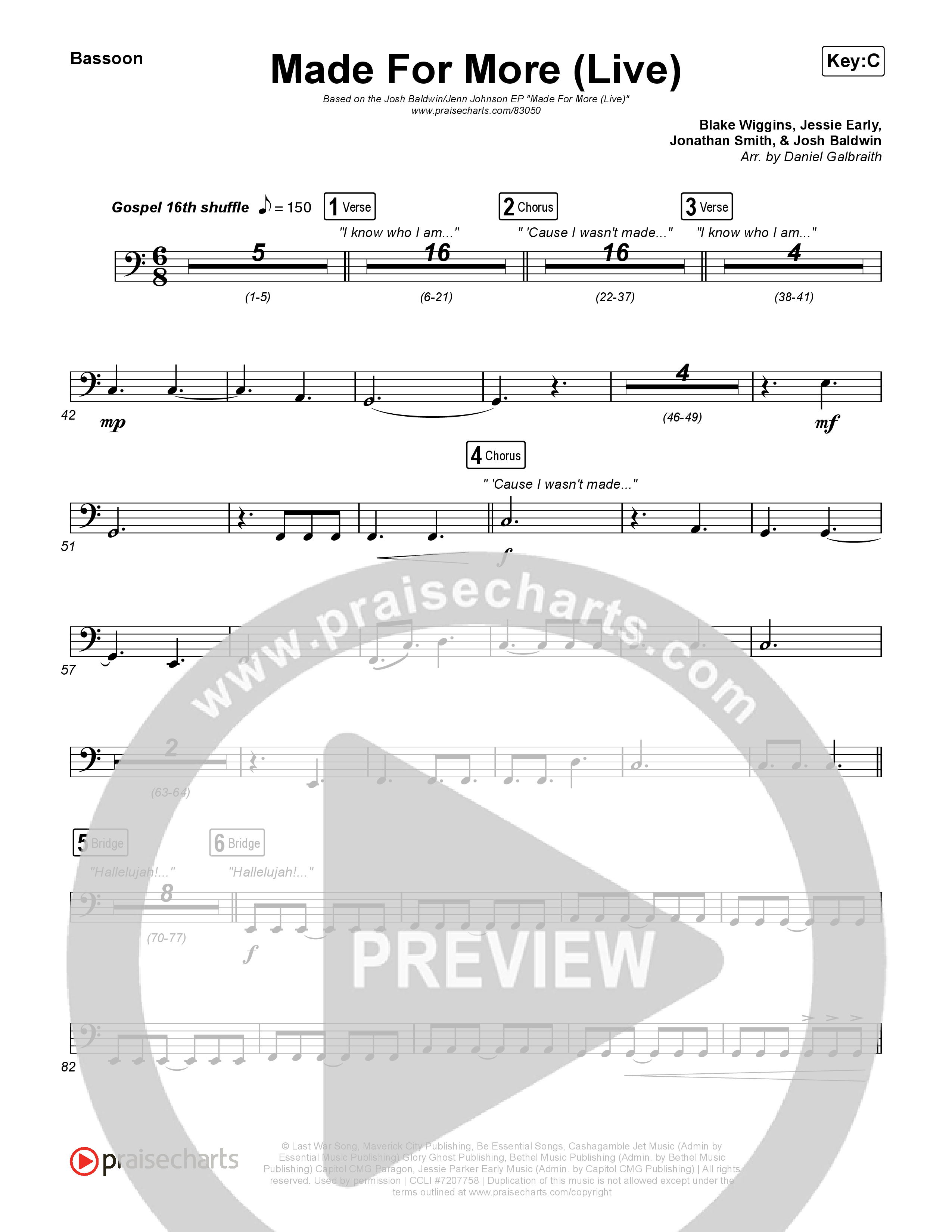 Made For More (Live) Bassoon (Josh Baldwin / Jenn Johnson)