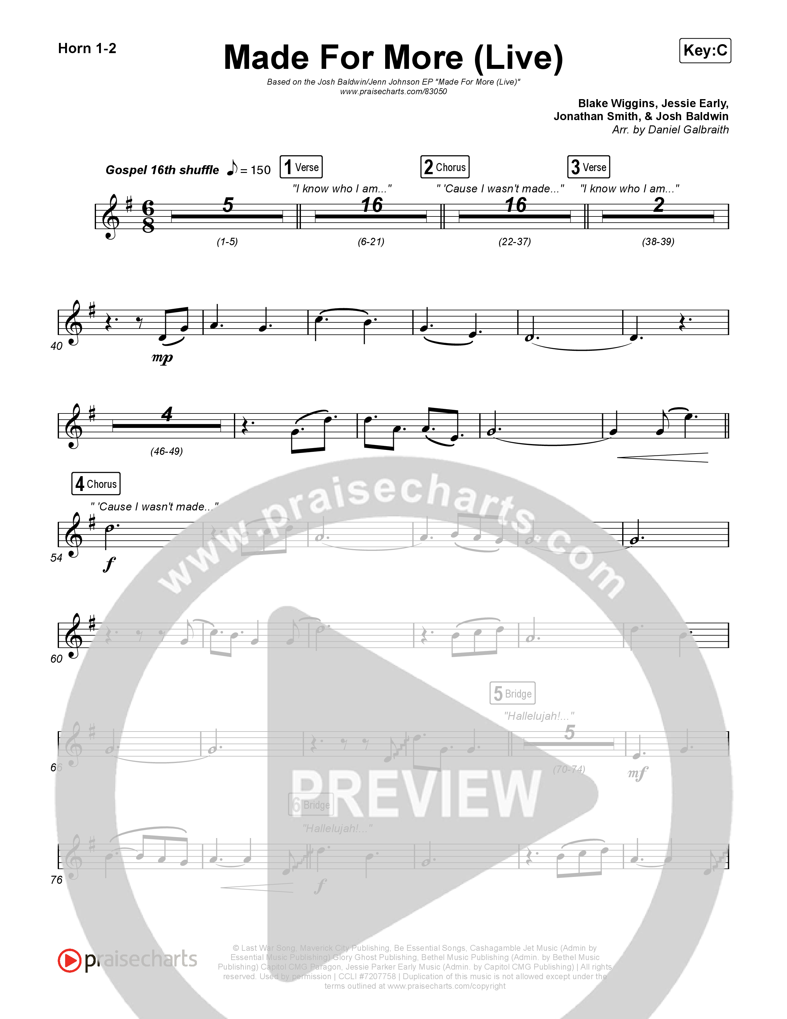 Made For More (Live) Brass Pack (Josh Baldwin / Jenn Johnson)