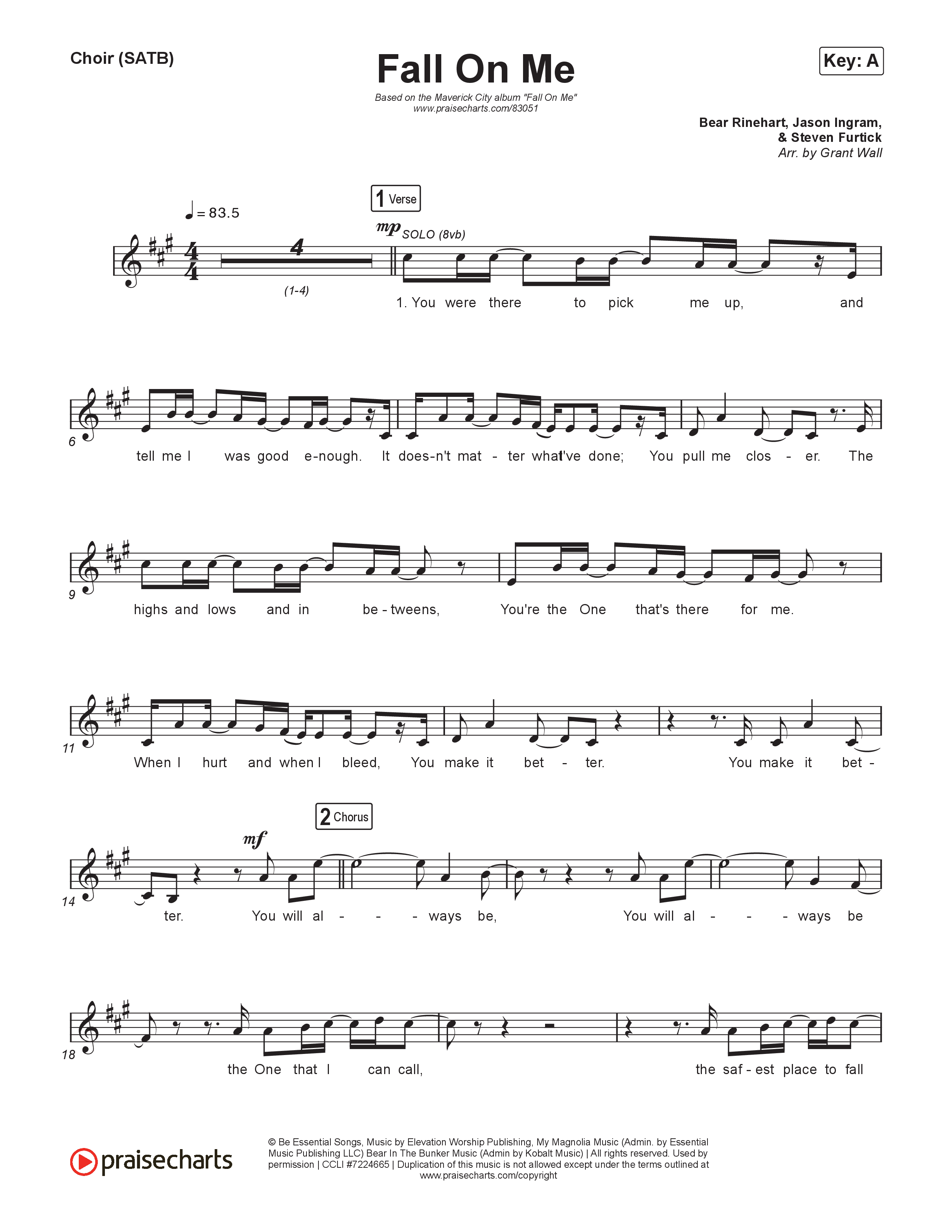 Fall On Me Choir Sheet (SATB) (Needtobreathe / Maverick City Music)