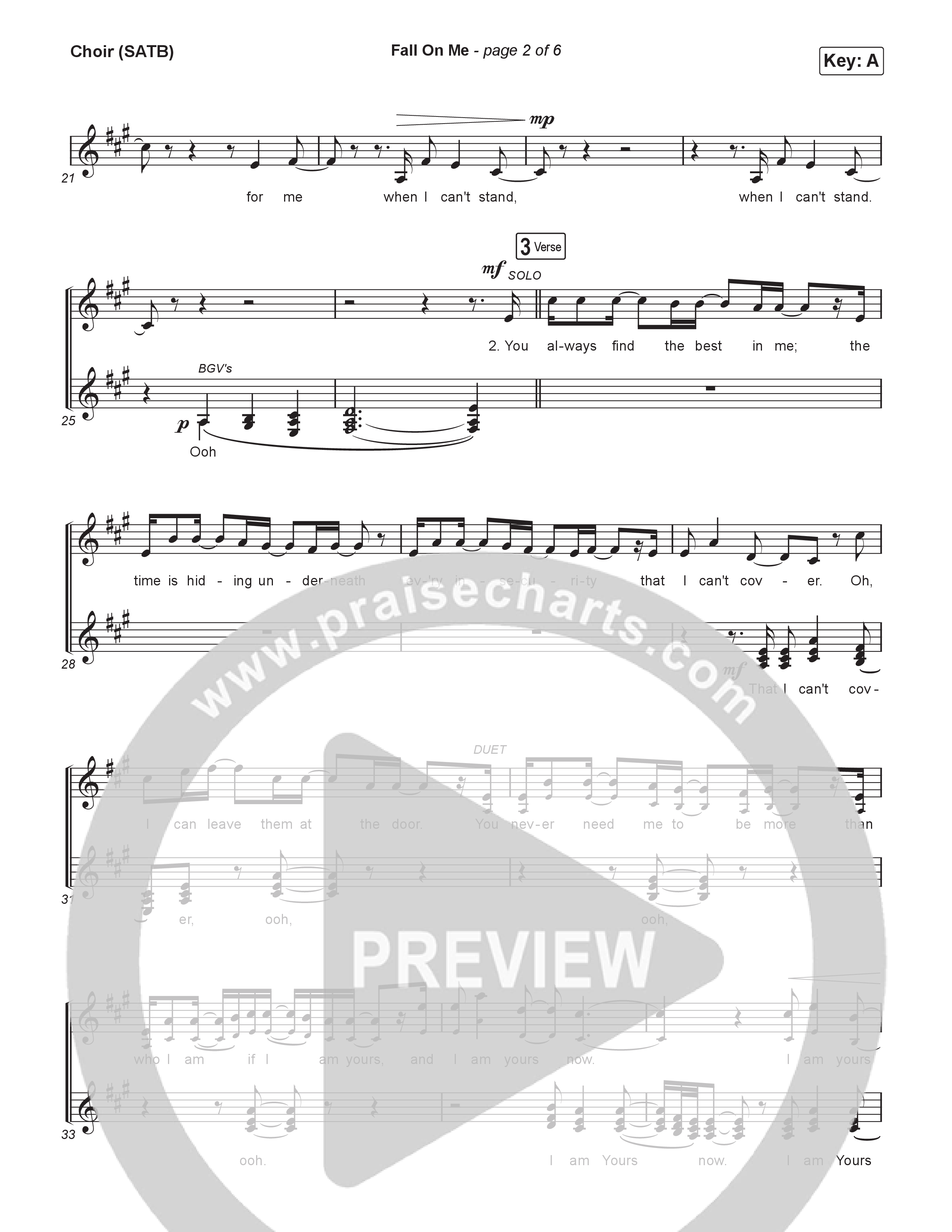 Fall On Me Choir Sheet (SATB) (Needtobreathe / Maverick City Music)