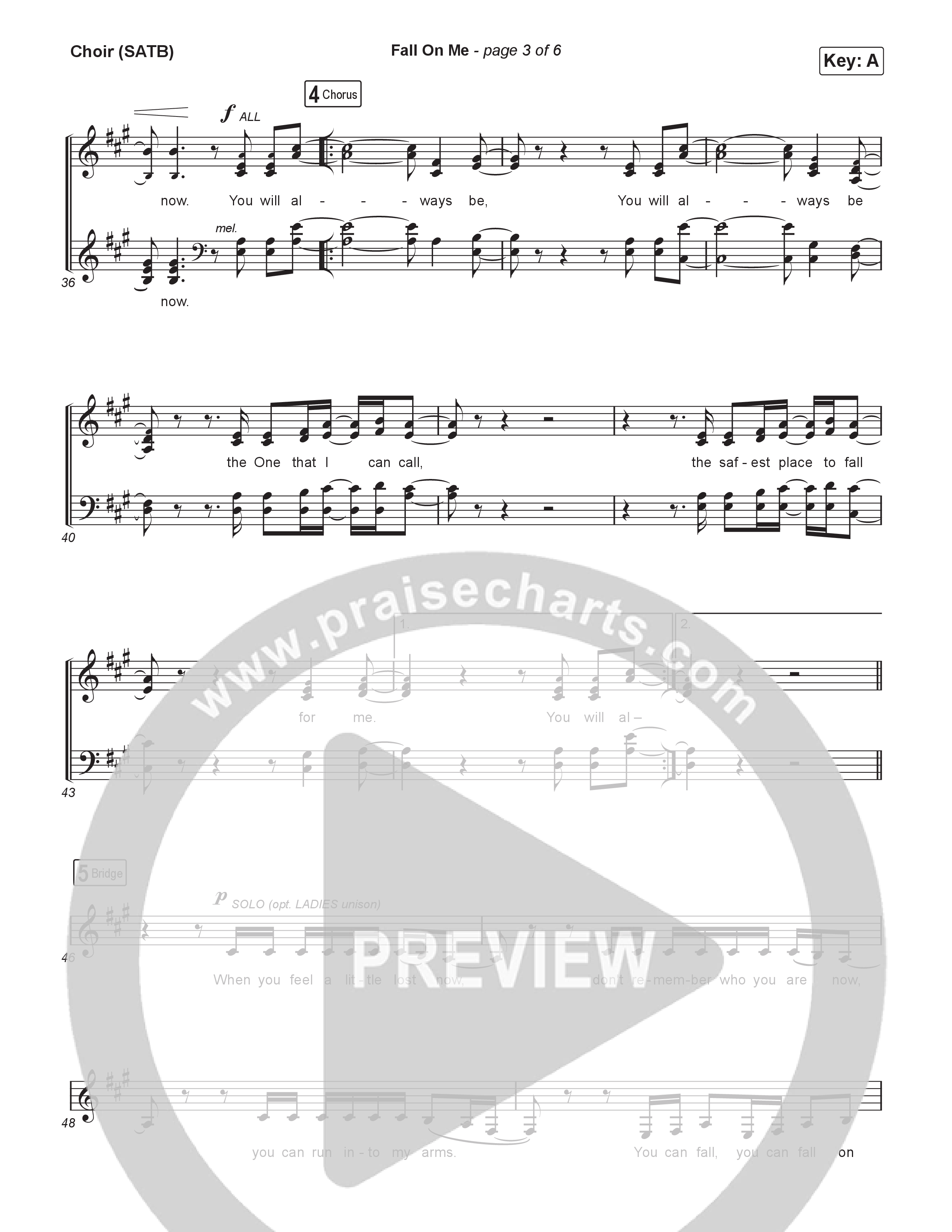 Fall On Me Choir Sheet (SATB) (Needtobreathe / Maverick City Music)