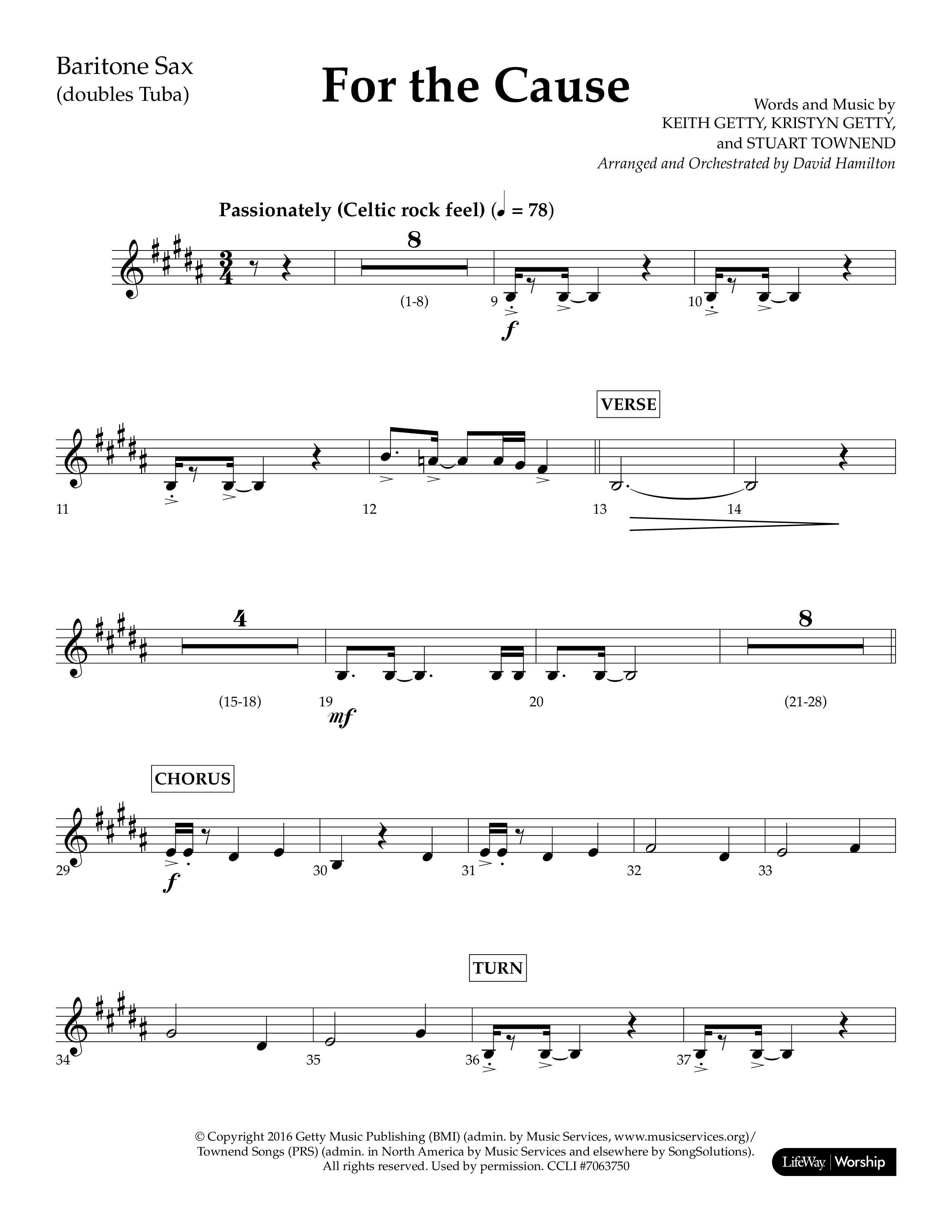 For The Cause (Choral Anthem SATB) Bari Sax (Lifeway Choral / Arr. David Hamilton)