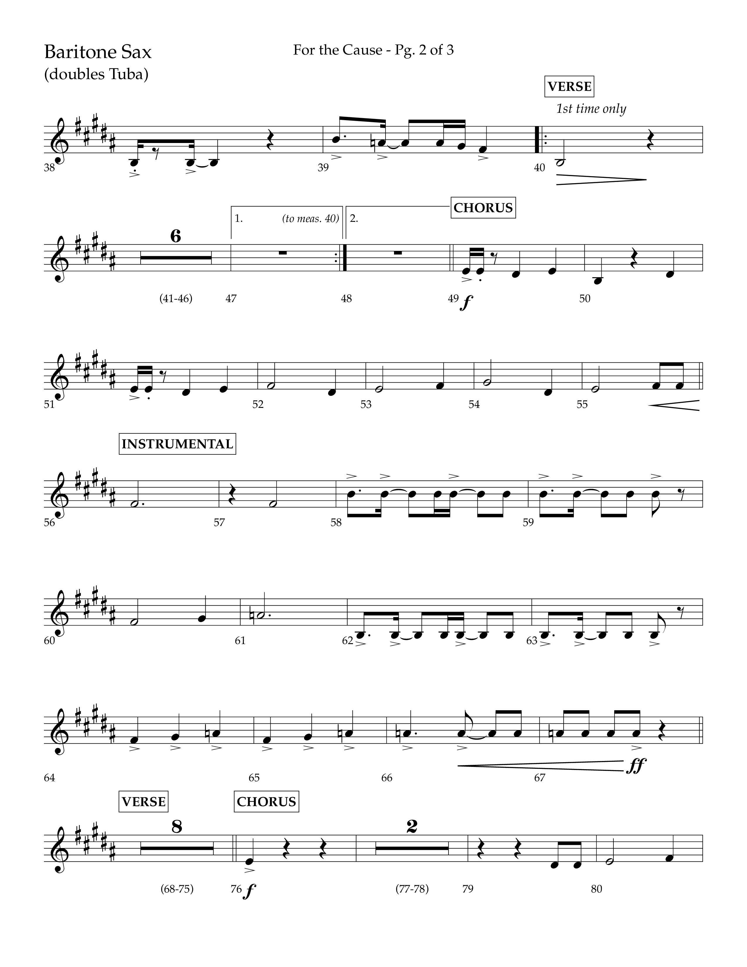 For The Cause (Choral Anthem SATB) Bari Sax (Lifeway Choral / Arr. David Hamilton)