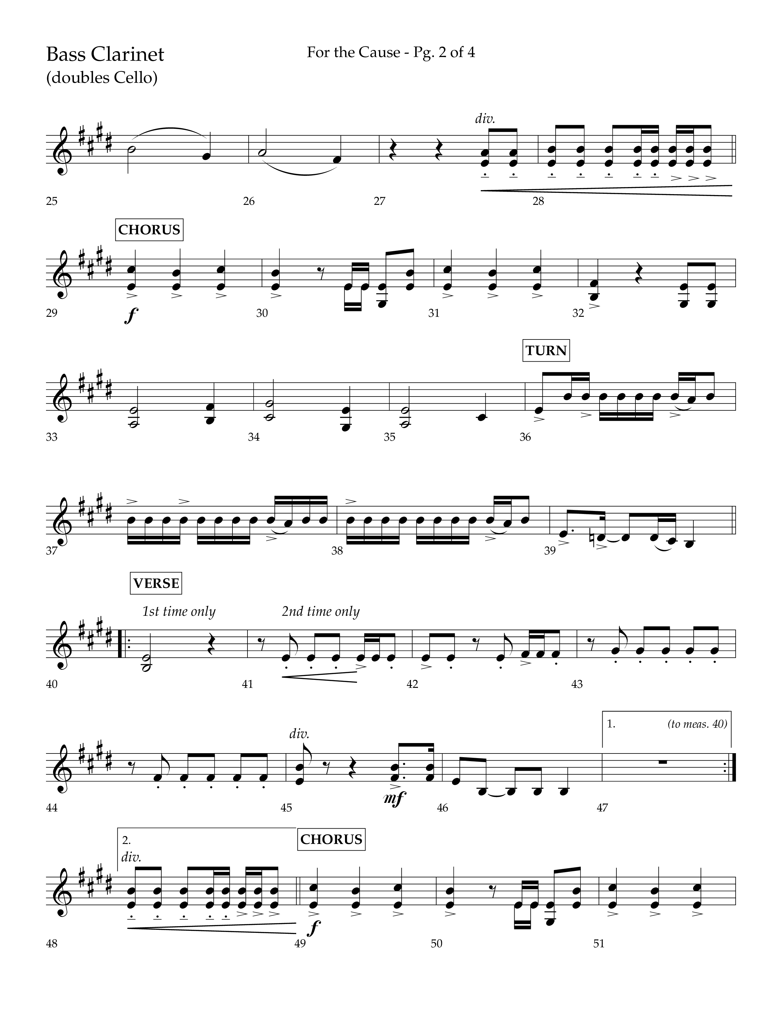 For The Cause (Choral Anthem SATB) Bass Clarinet (Lifeway Choral / Arr. David Hamilton)