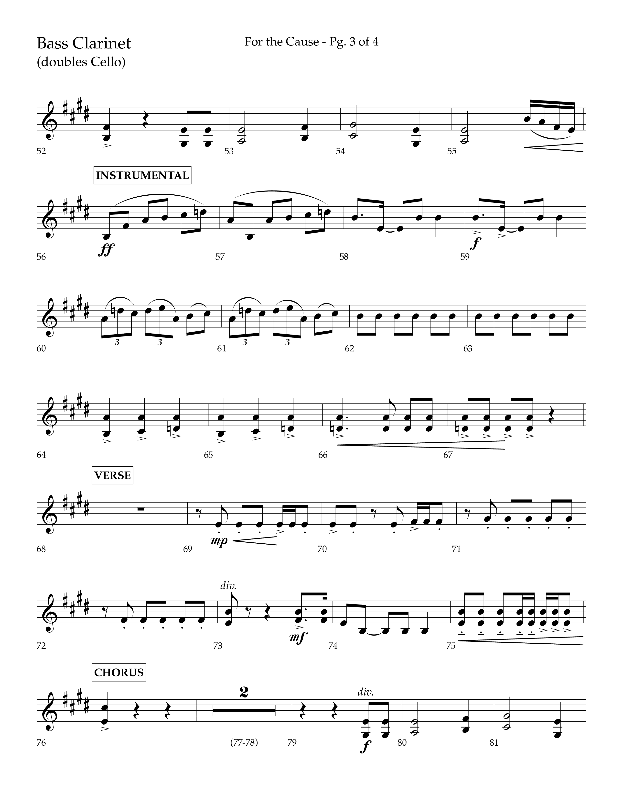 For The Cause (Choral Anthem SATB) Bass Clarinet (Lifeway Choral / Arr. David Hamilton)