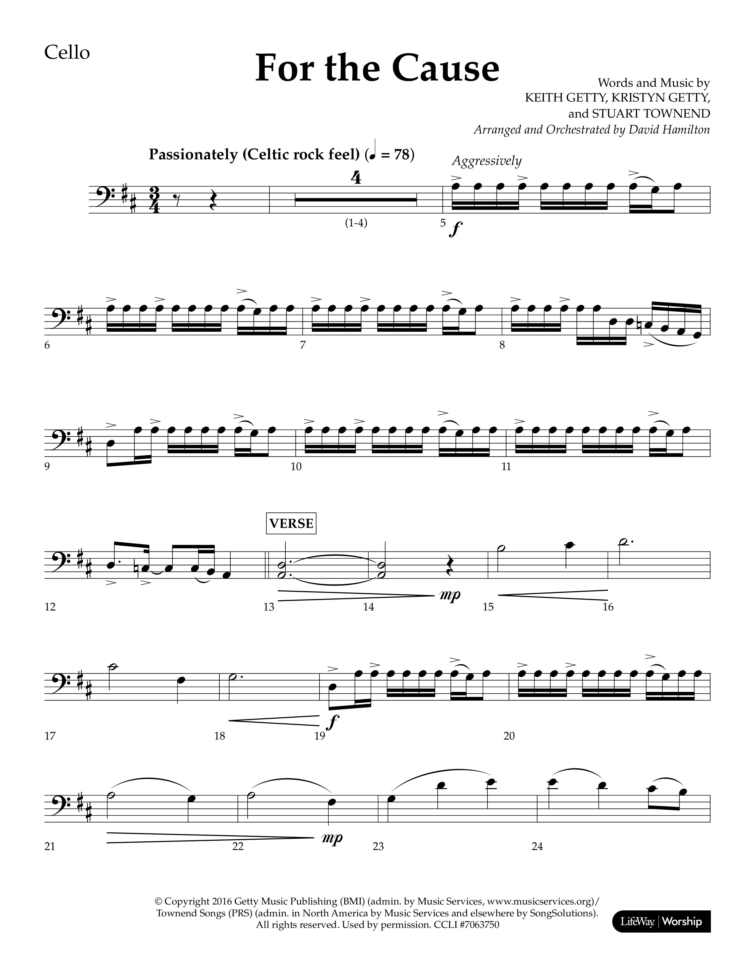 For The Cause (Choral Anthem SATB) Cello (Lifeway Choral / Arr. David Hamilton)