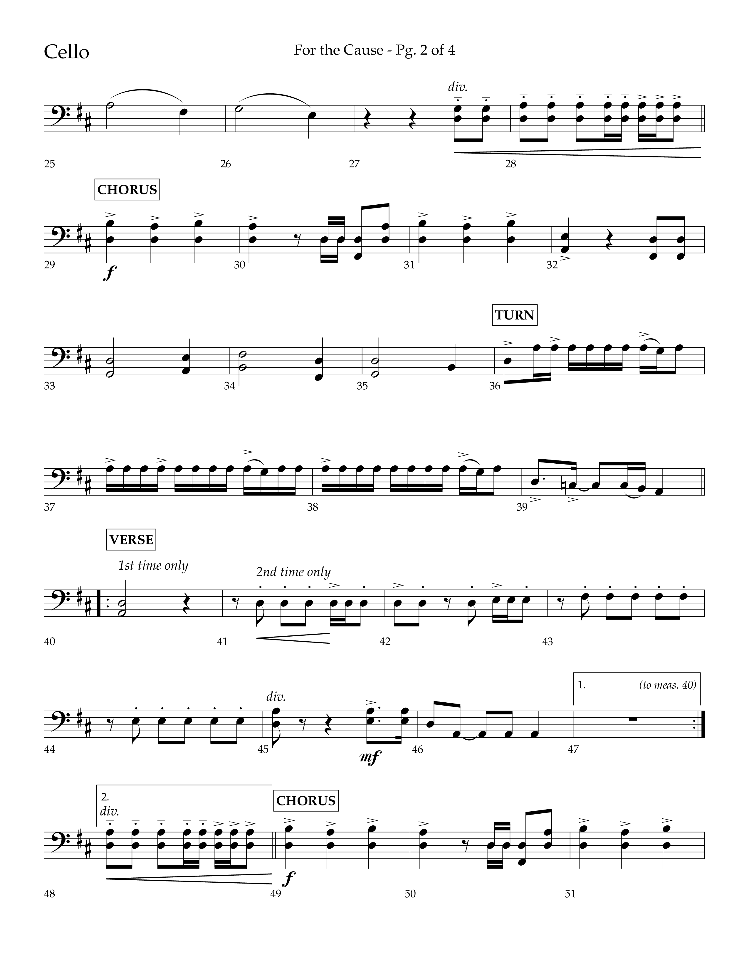 For The Cause (Choral Anthem SATB) Cello (Lifeway Choral / Arr. David Hamilton)