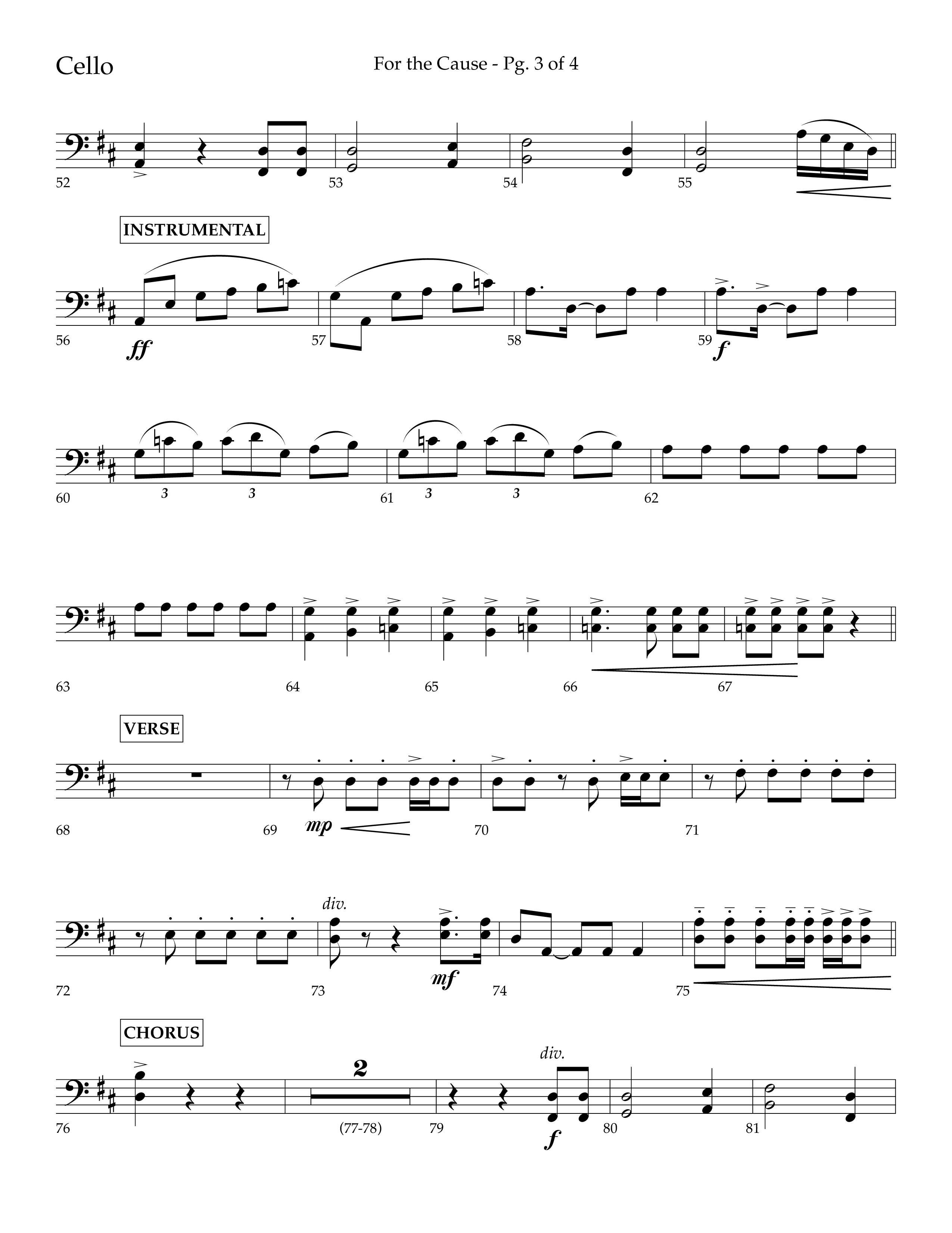 For The Cause (Choral Anthem SATB) Cello (Lifeway Choral / Arr. David Hamilton)