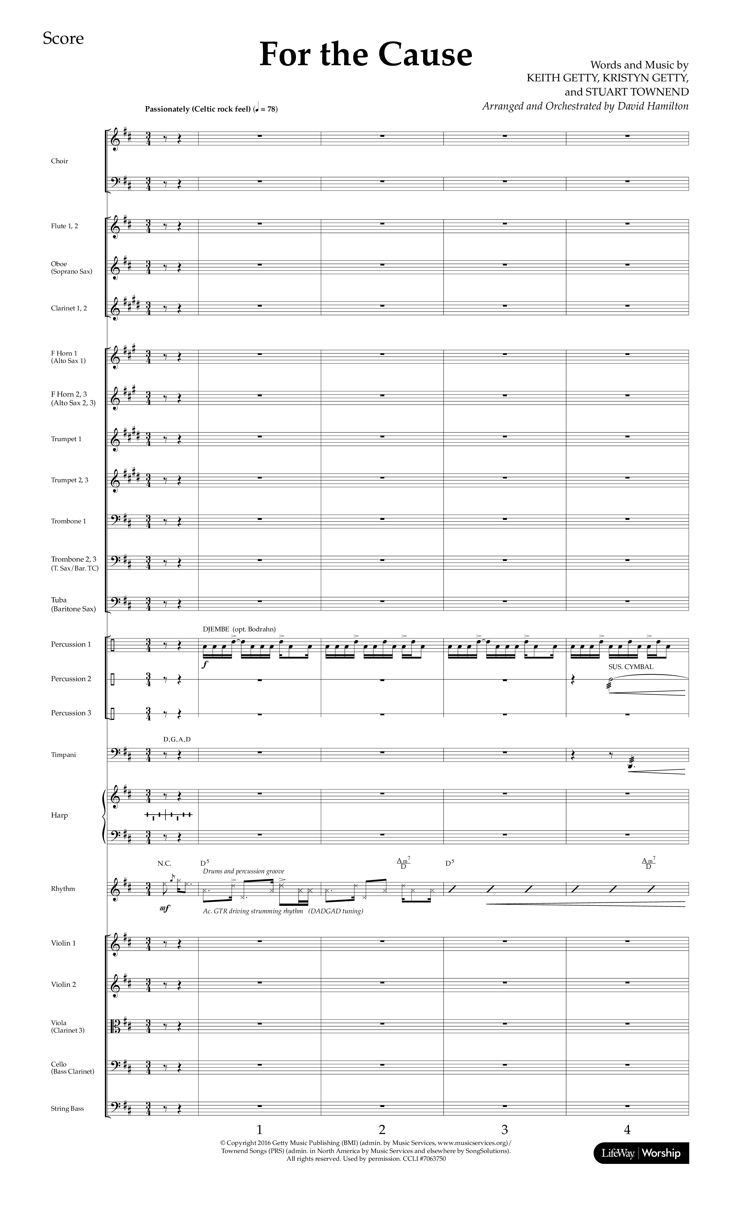 For The Cause (Choral Anthem SATB) Orchestration (Lifeway Choral / Arr. David Hamilton)