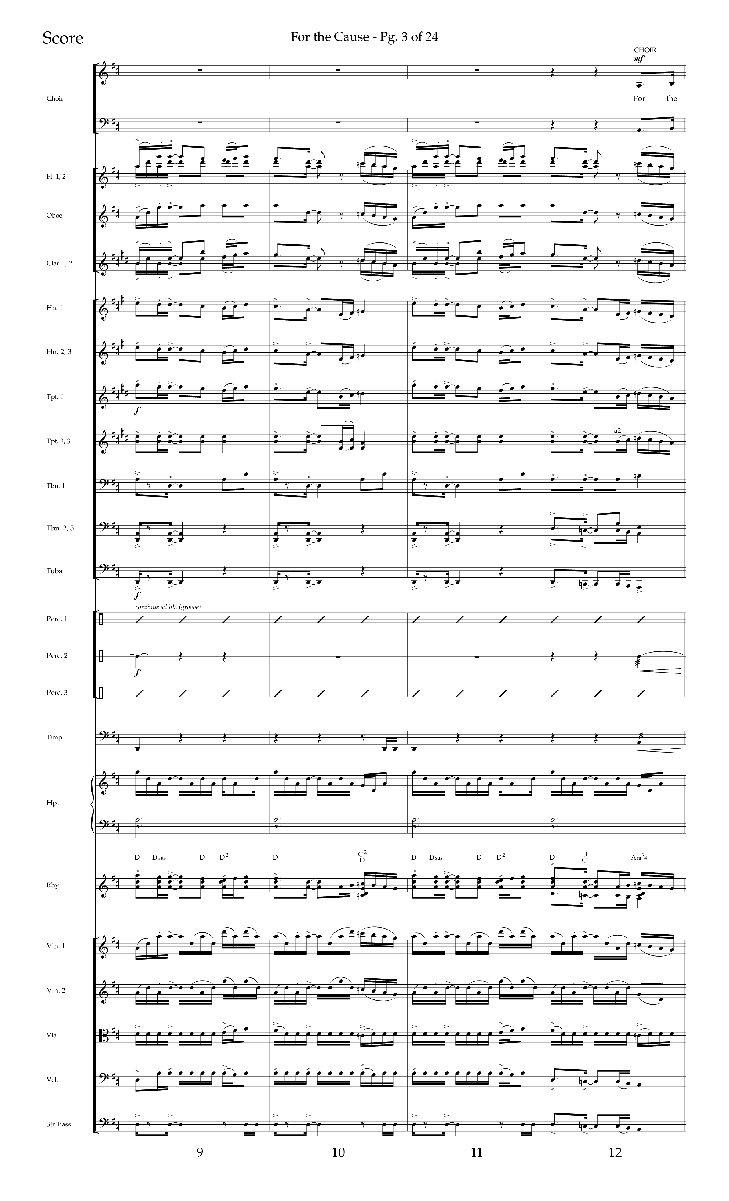 For The Cause (Choral Anthem SATB) Orchestration (Lifeway Choral / Arr. David Hamilton)