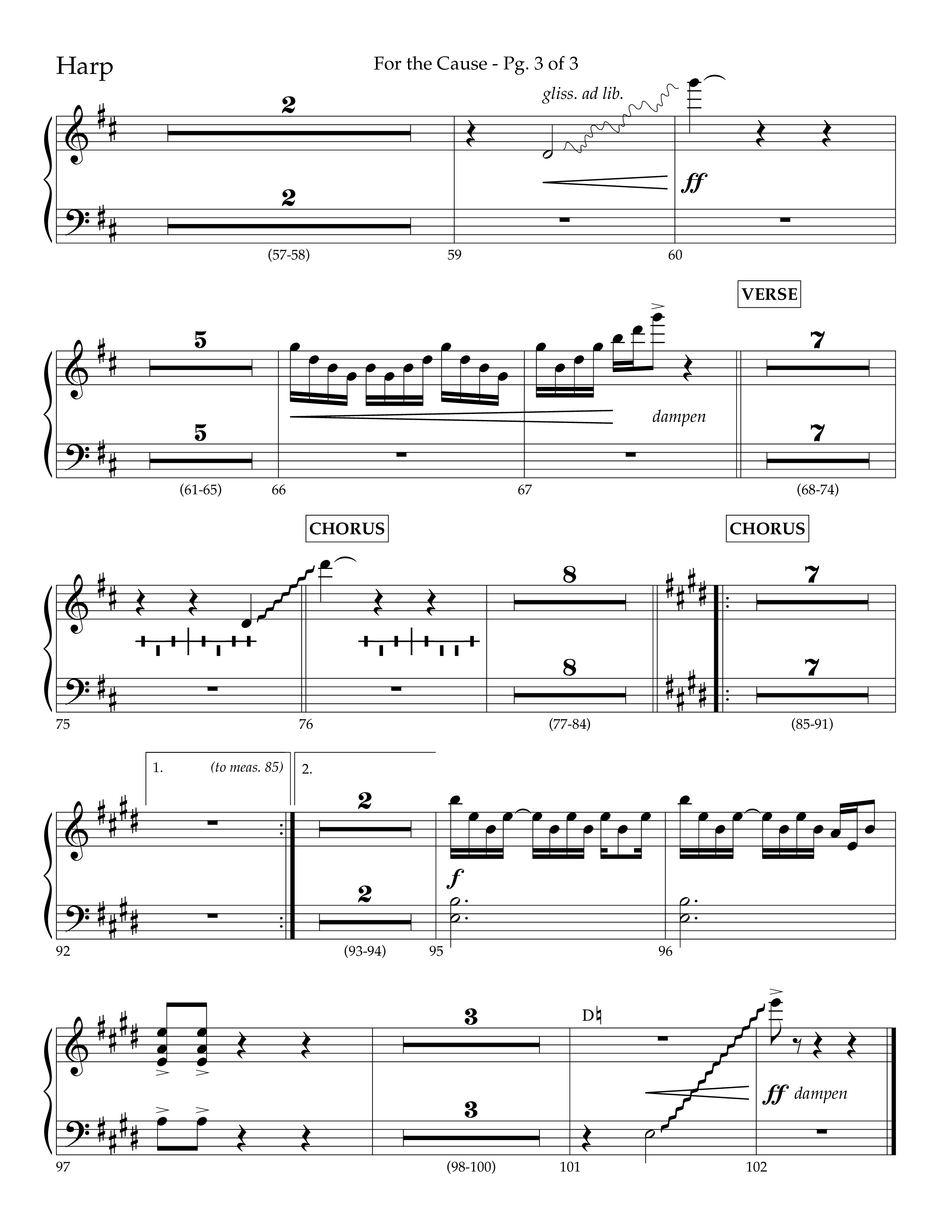 For The Cause (Choral Anthem SATB) Harp (Lifeway Choral / Arr. David Hamilton)