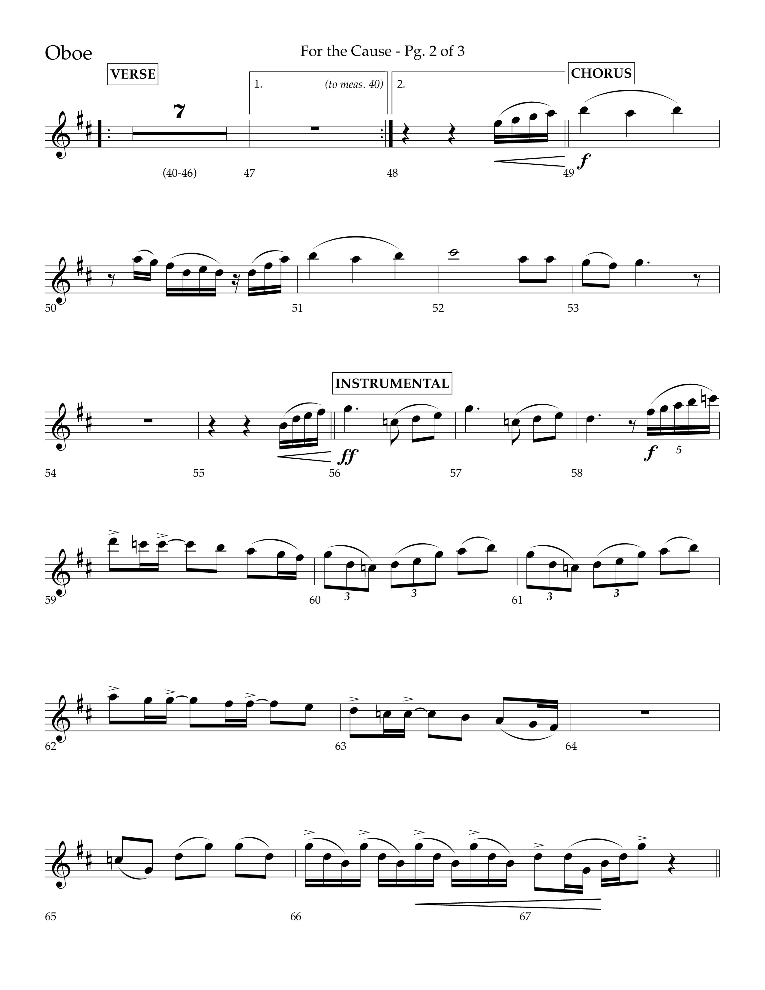 For The Cause (Choral Anthem SATB) Oboe (Lifeway Choral / Arr. David Hamilton)