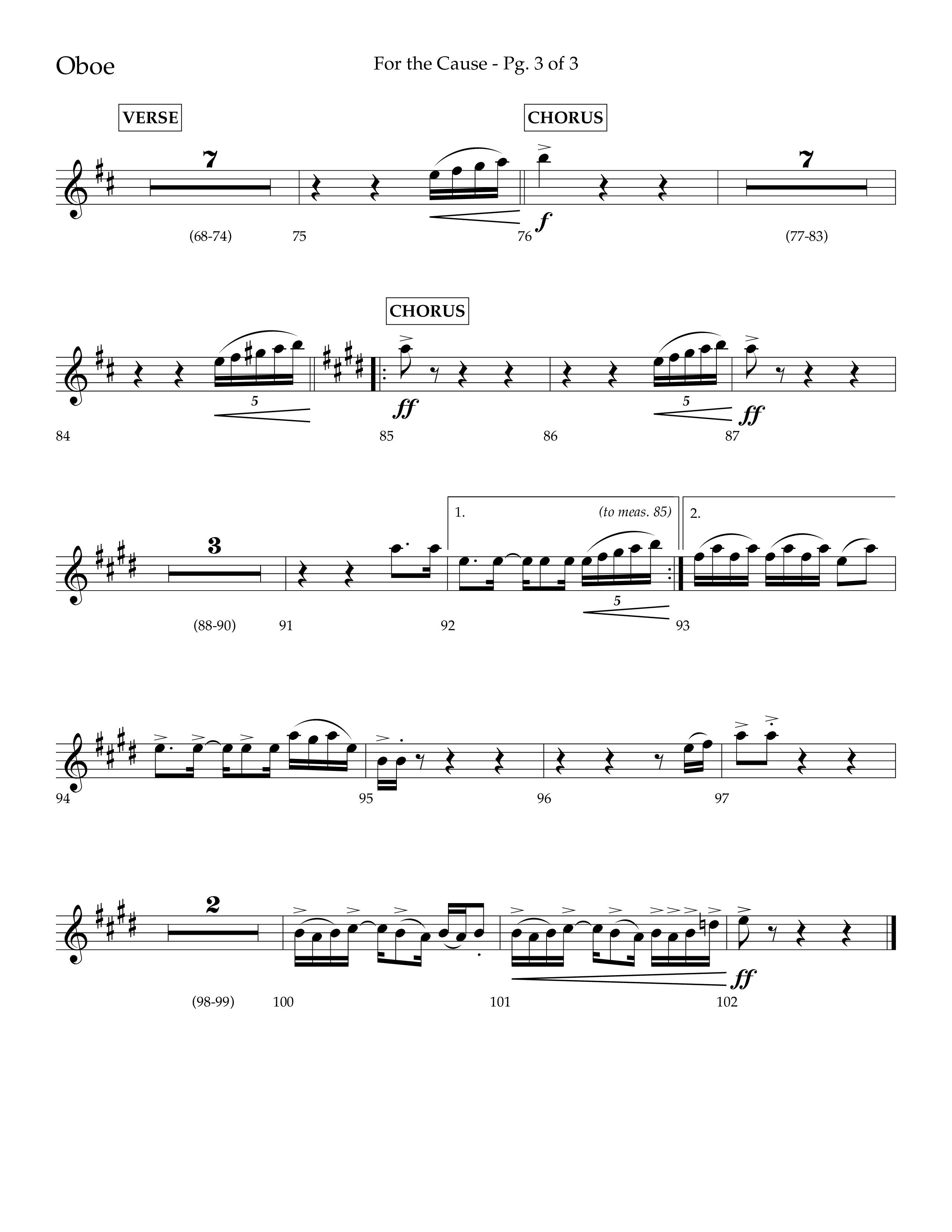 For The Cause (Choral Anthem SATB) Oboe (Lifeway Choral / Arr. David Hamilton)