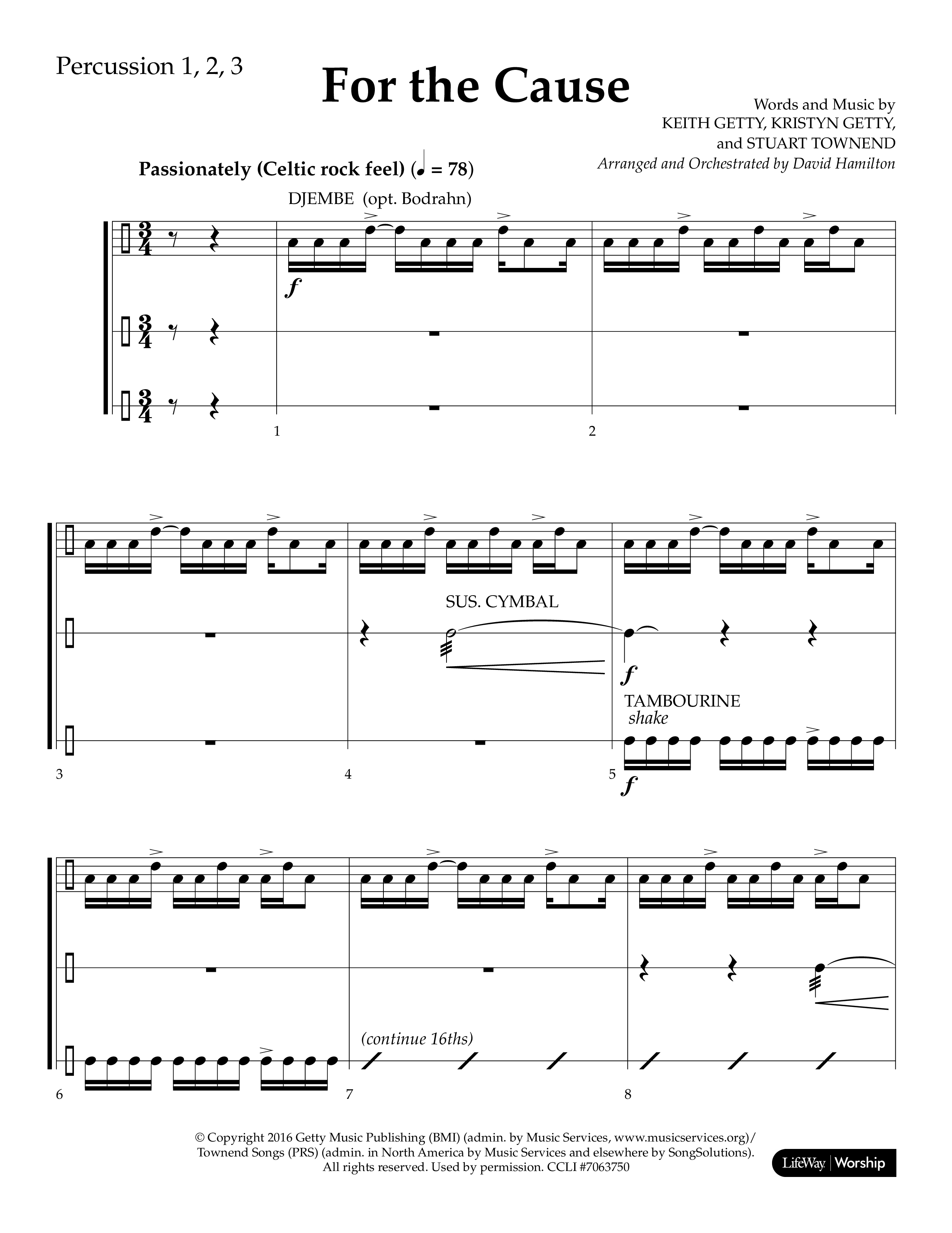 For The Cause (Choral Anthem SATB) Percussion (Lifeway Choral / Arr. David Hamilton)
