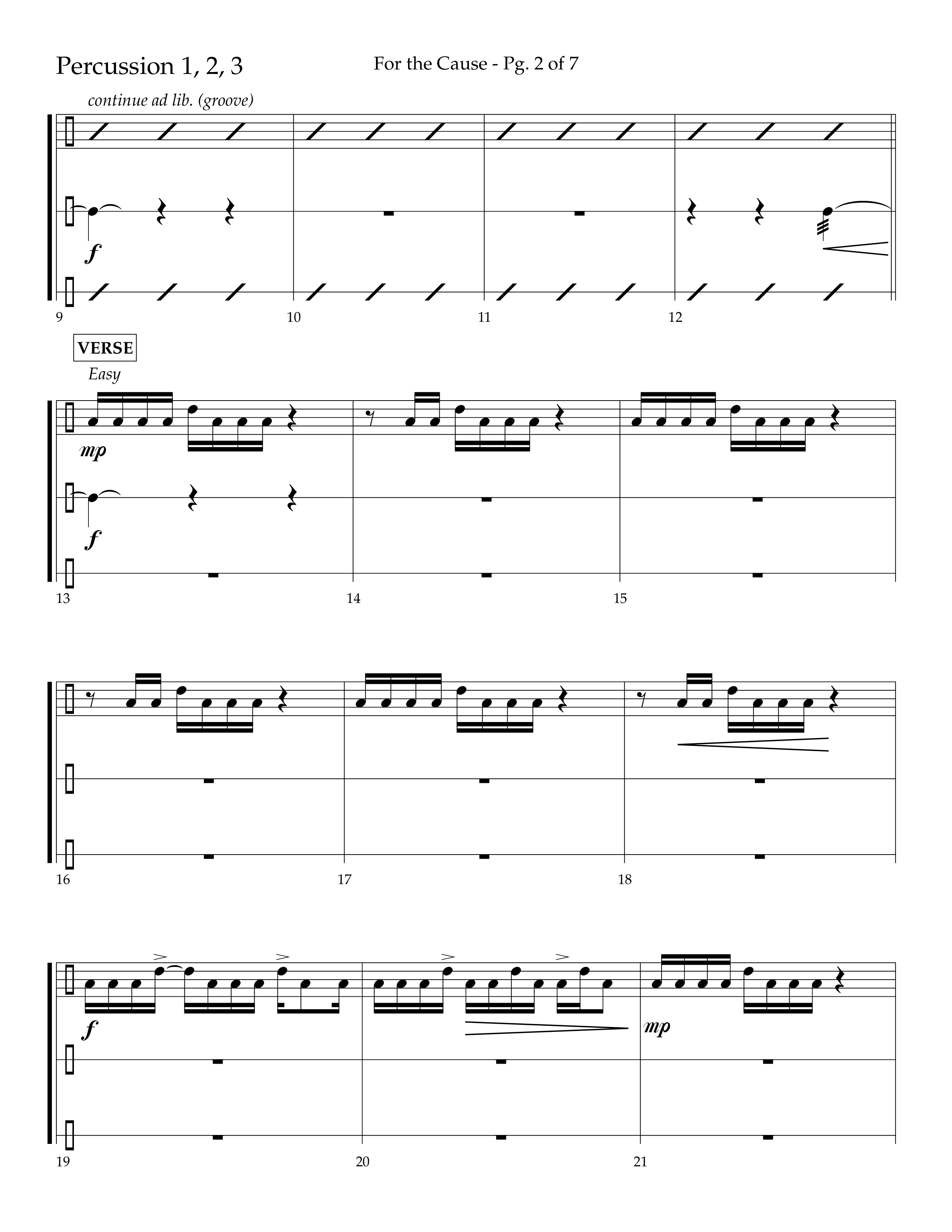 For The Cause (Choral Anthem SATB) Percussion (Lifeway Choral / Arr. David Hamilton)