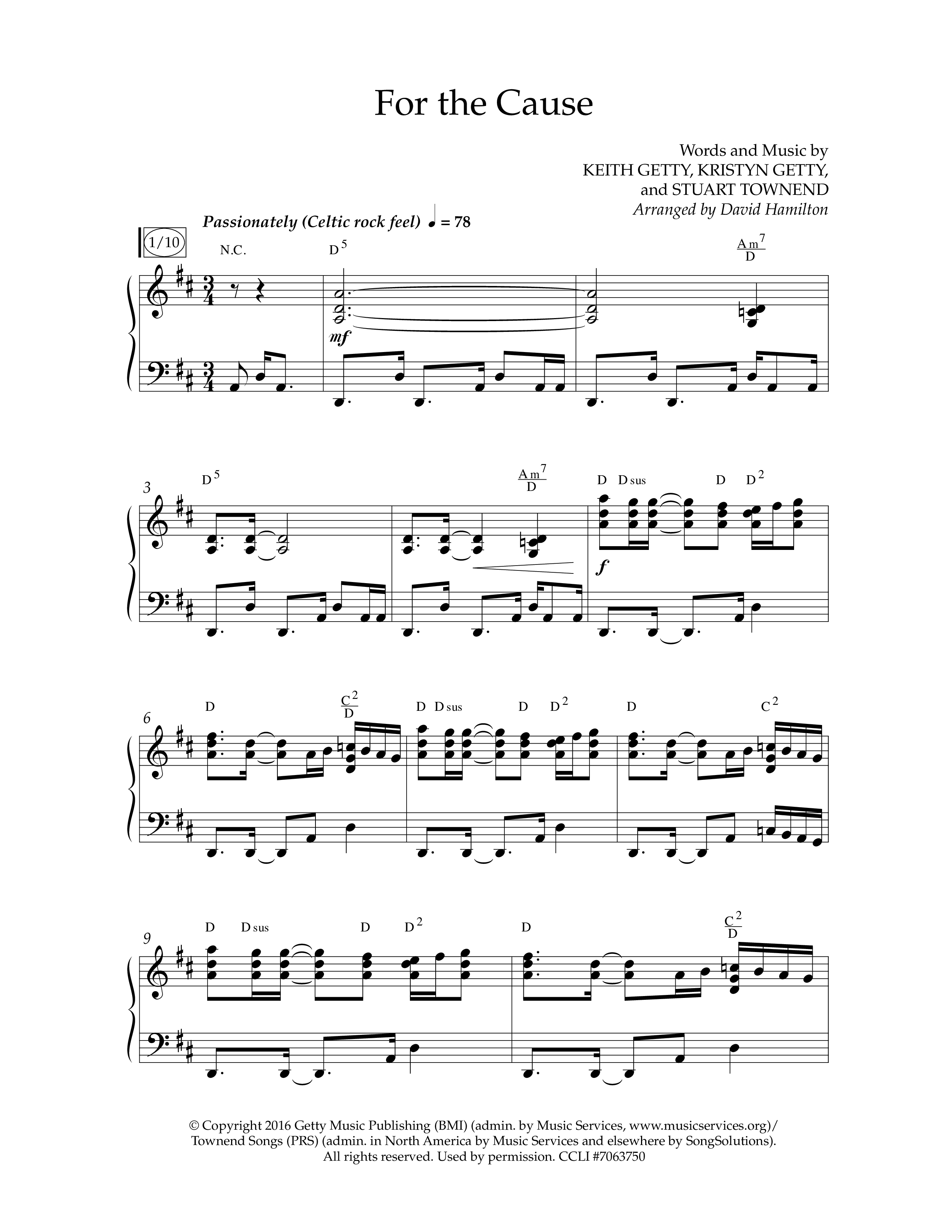 For The Cause (Choral Anthem SATB) Anthem (SATB/Piano) (Lifeway Choral / Arr. David Hamilton)