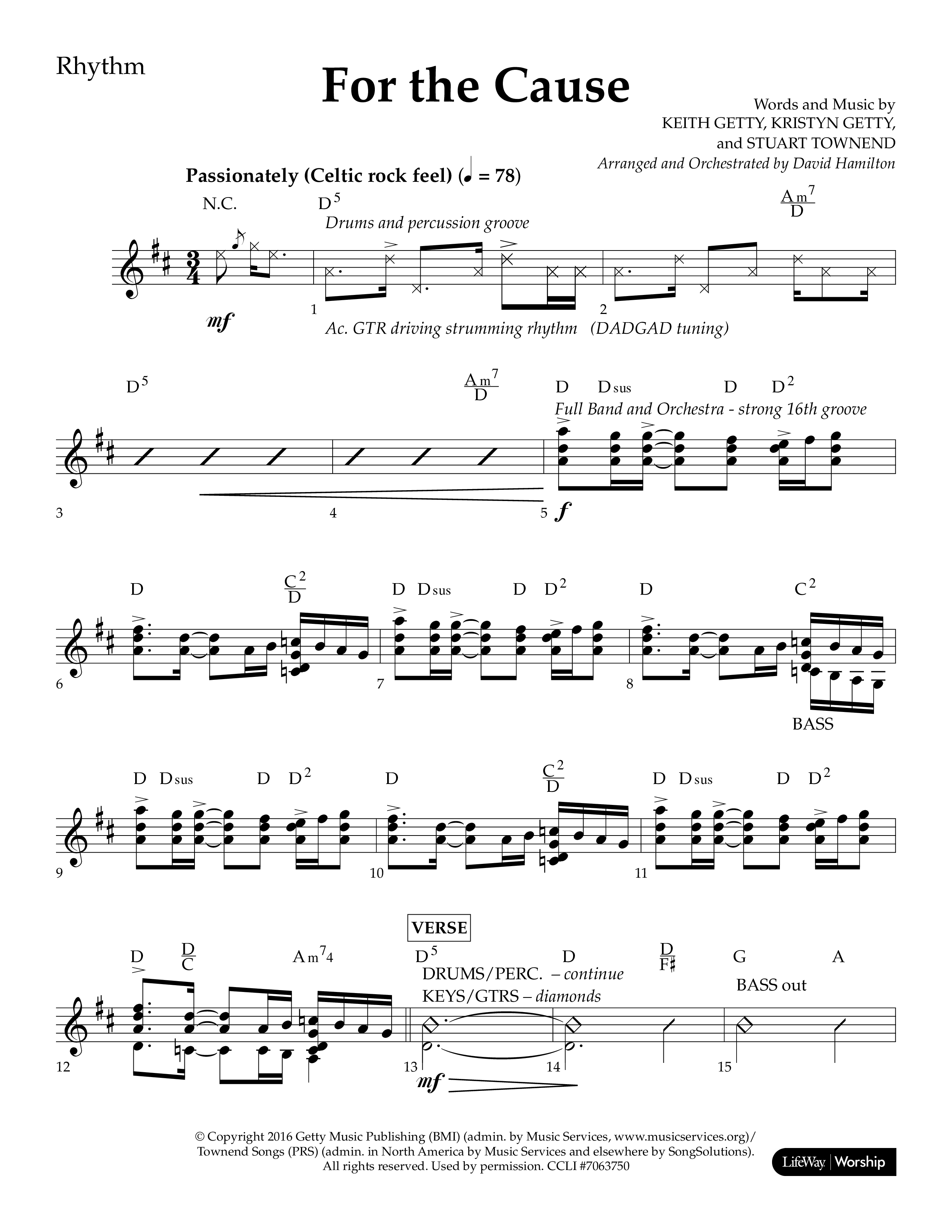For The Cause (Choral Anthem SATB) Lead Melody & Rhythm (Lifeway Choral / Arr. David Hamilton)
