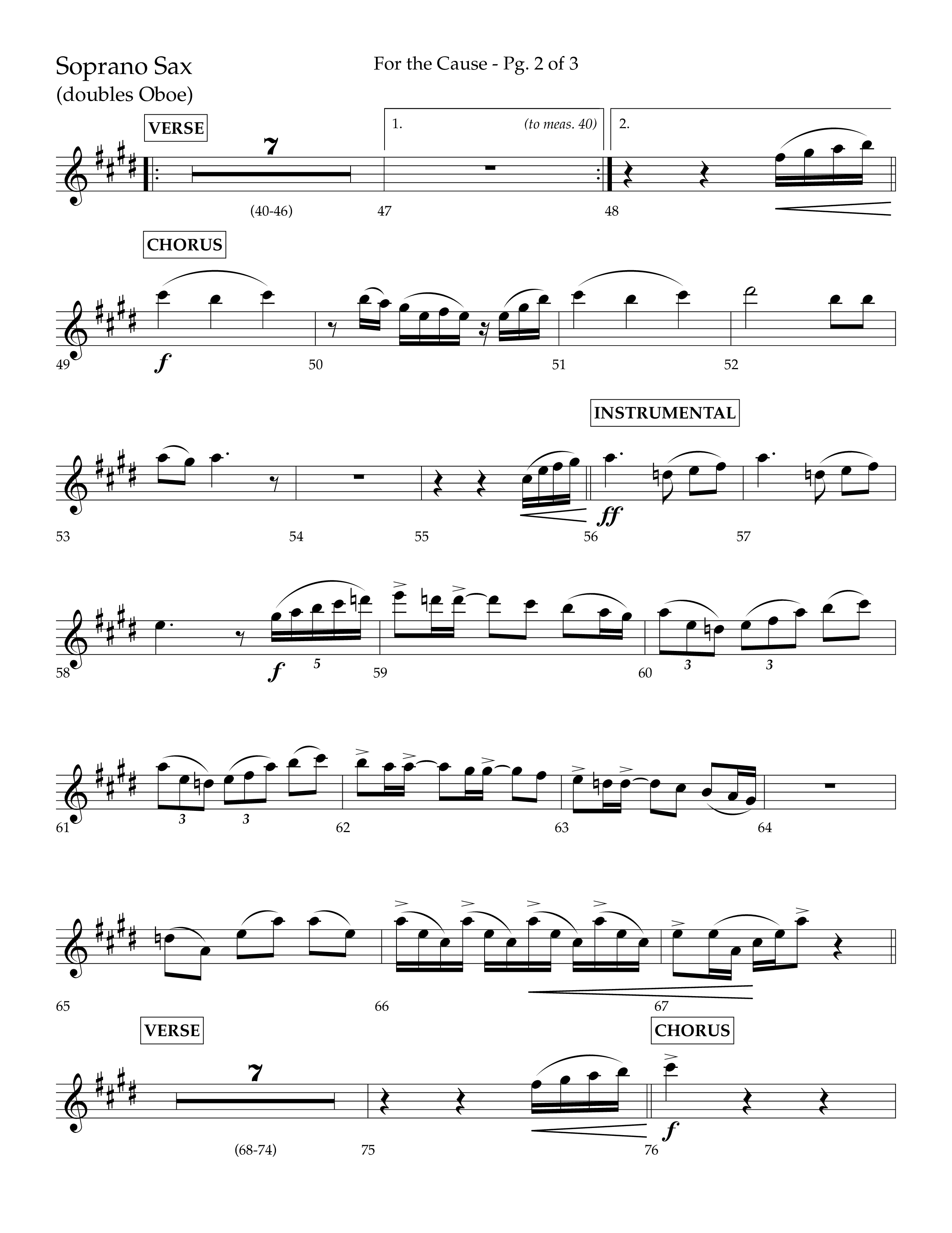 For The Cause (Choral Anthem SATB) Soprano Sax (Lifeway Choral / Arr. David Hamilton)