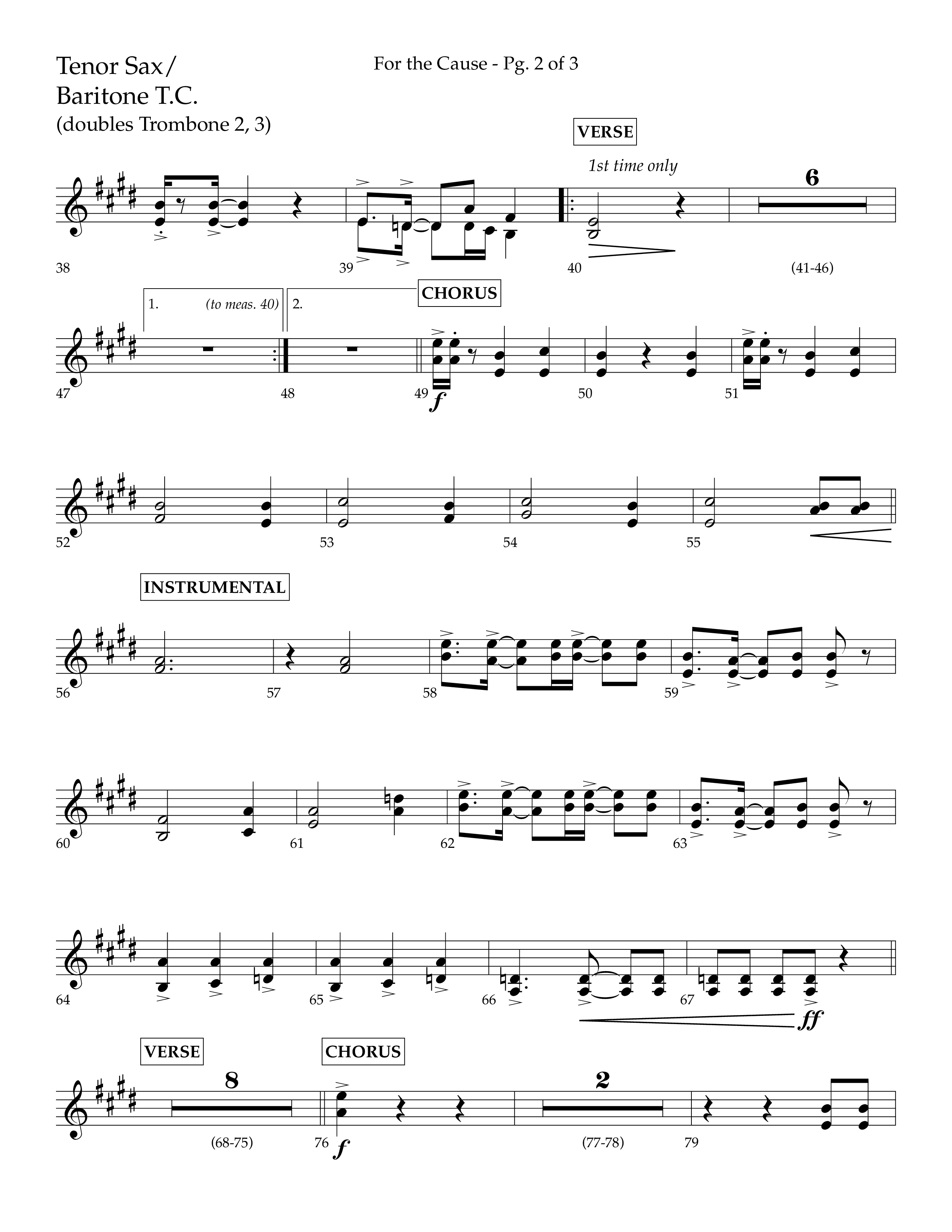 For The Cause (Choral Anthem SATB) Tenor Sax/Baritone T.C. (Lifeway Choral / Arr. David Hamilton)