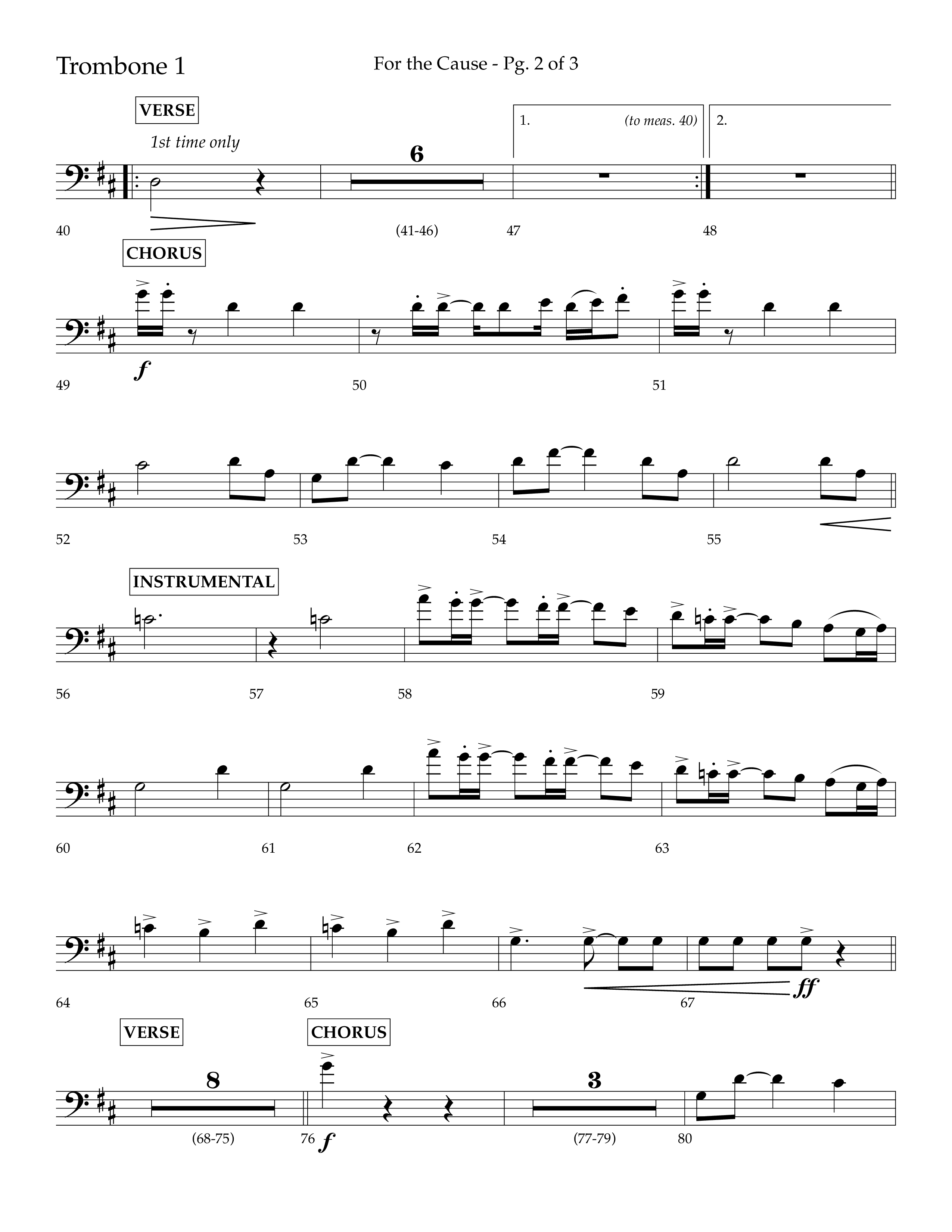 For The Cause (Choral Anthem SATB) Trombone 1/2/3 (Lifeway Choral / Arr. David Hamilton)