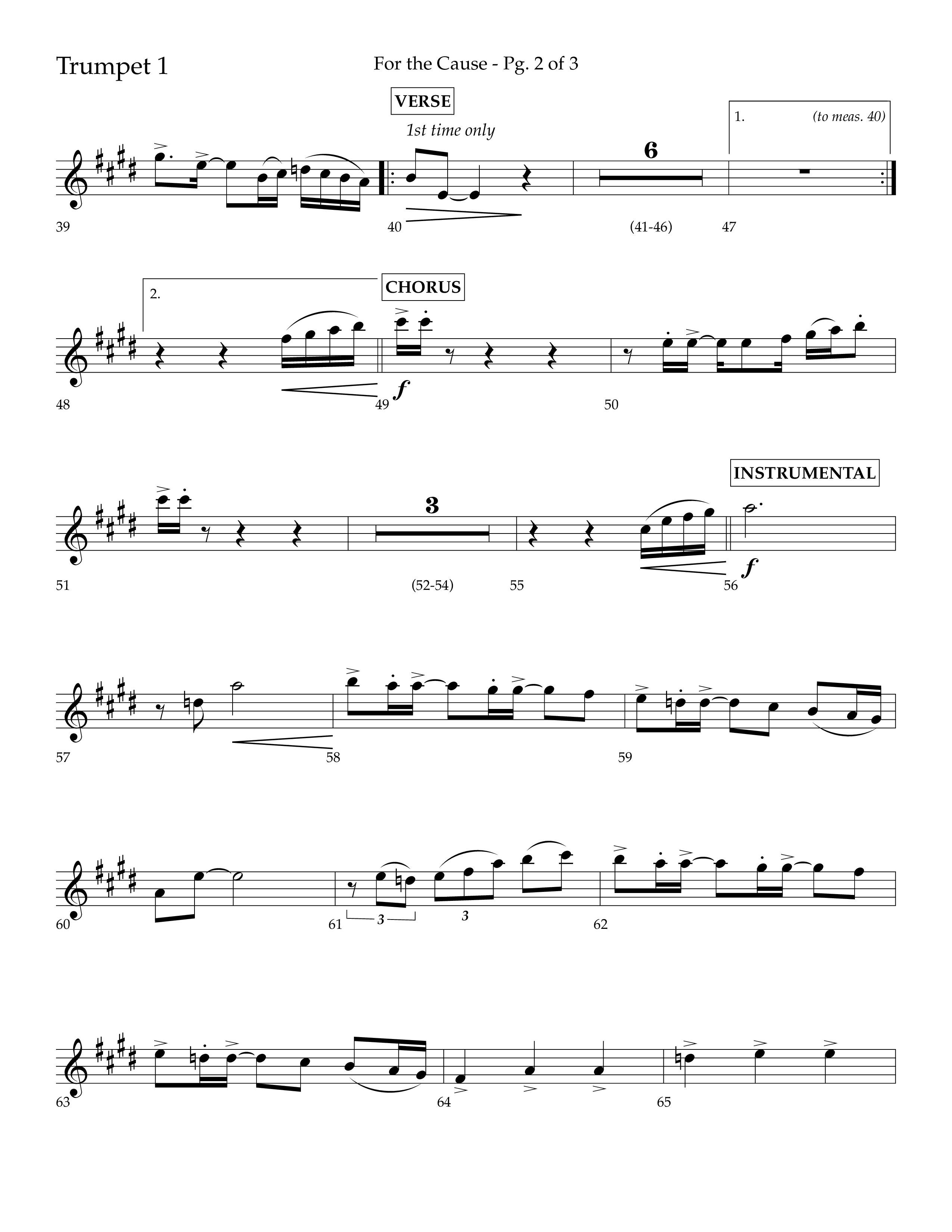 For The Cause (Choral Anthem SATB) Trumpet 1 (Lifeway Choral / Arr. David Hamilton)