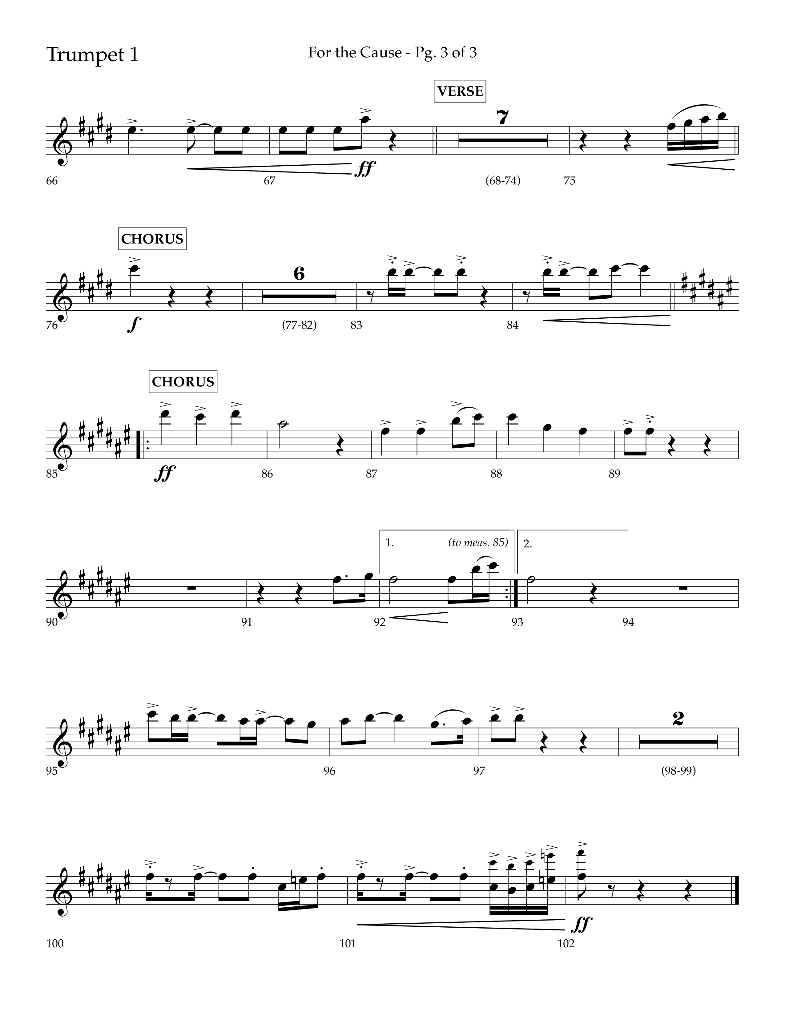 For The Cause (Choral Anthem SATB) Trumpet 1 (Lifeway Choral / Arr. David Hamilton)