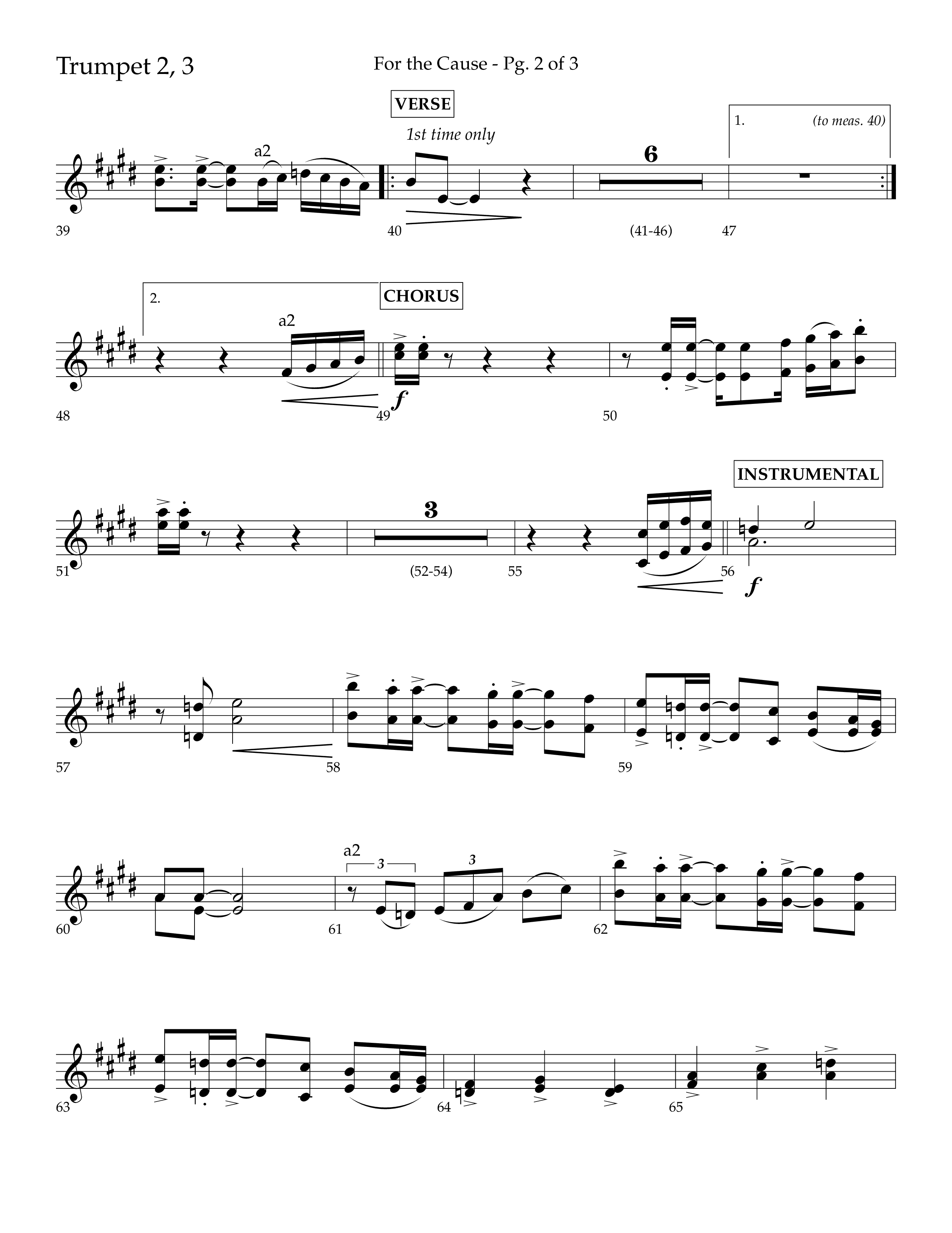 For The Cause (Choral Anthem SATB) Trumpet 2/3 (Lifeway Choral / Arr. David Hamilton)