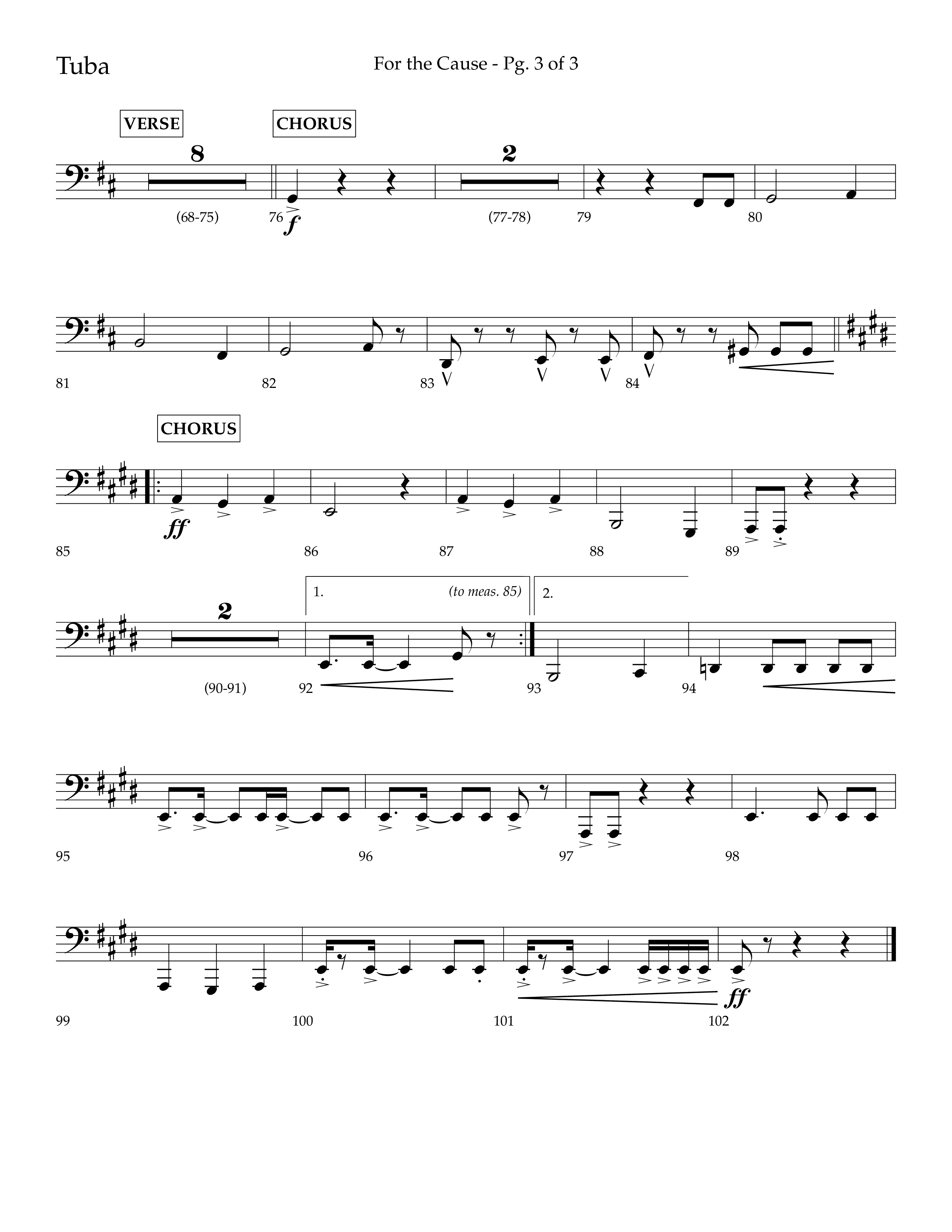 For The Cause (Choral Anthem SATB) Tuba (Lifeway Choral / Arr. David Hamilton)