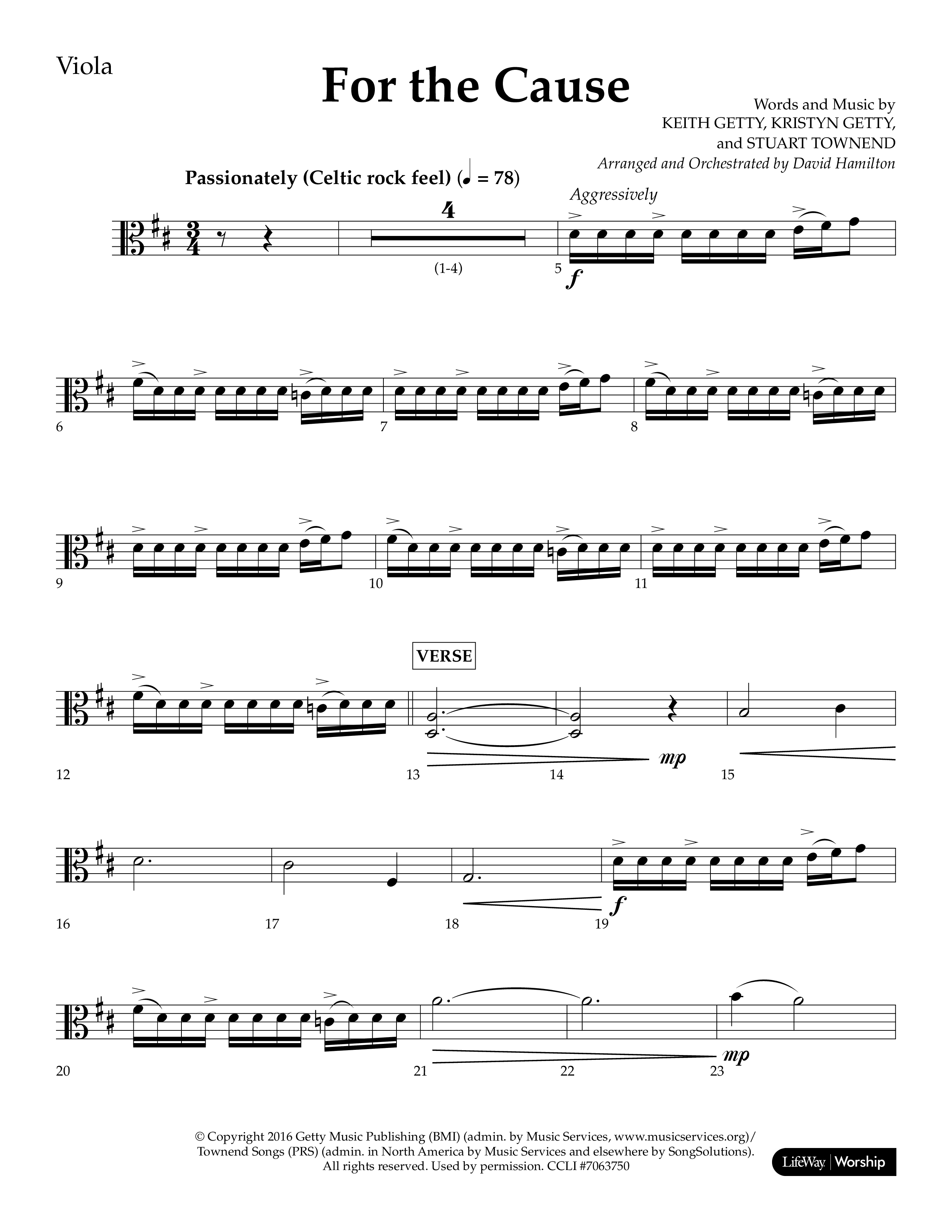 For The Cause (Choral Anthem SATB) Viola (Lifeway Choral / Arr. David Hamilton)