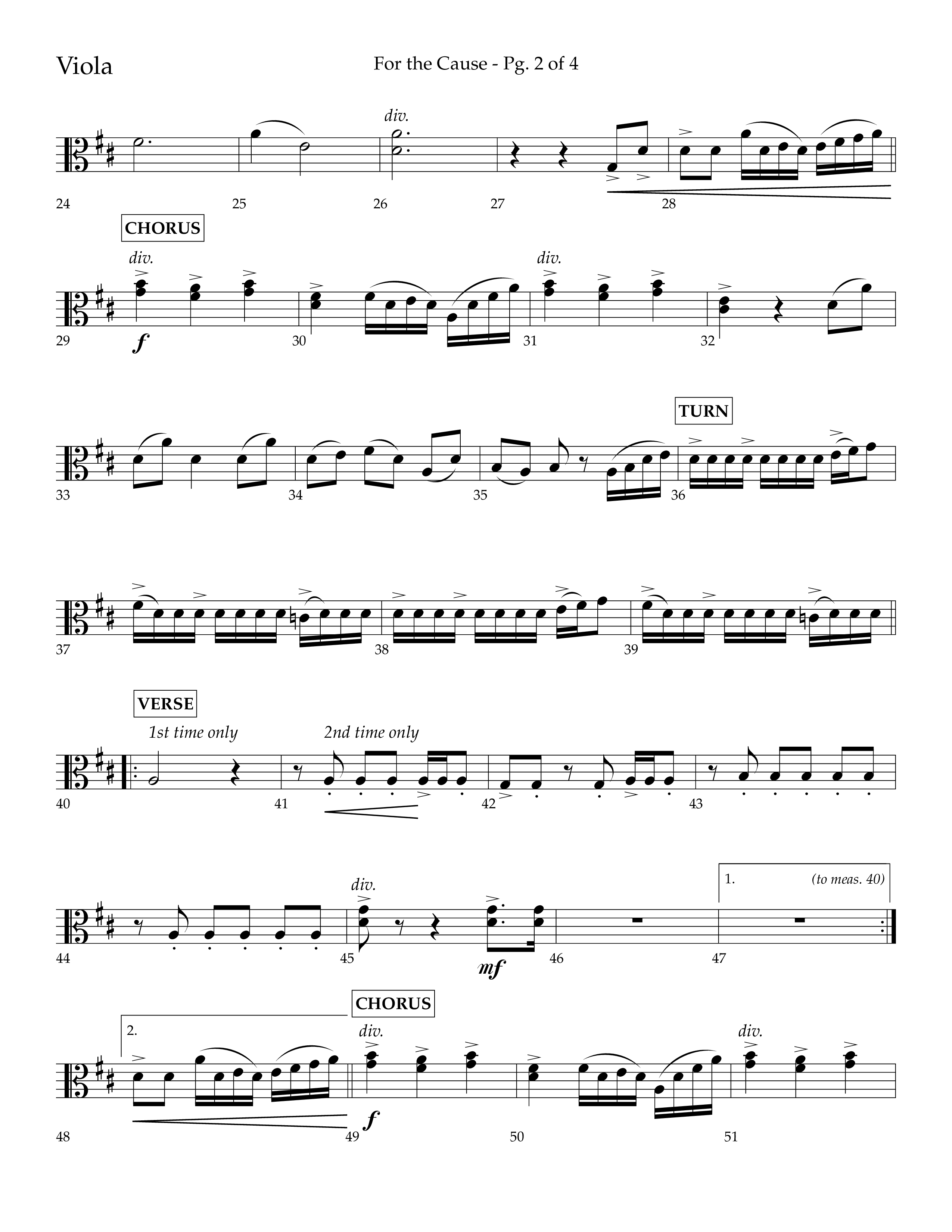 For The Cause (Choral Anthem SATB) Viola (Lifeway Choral / Arr. David Hamilton)