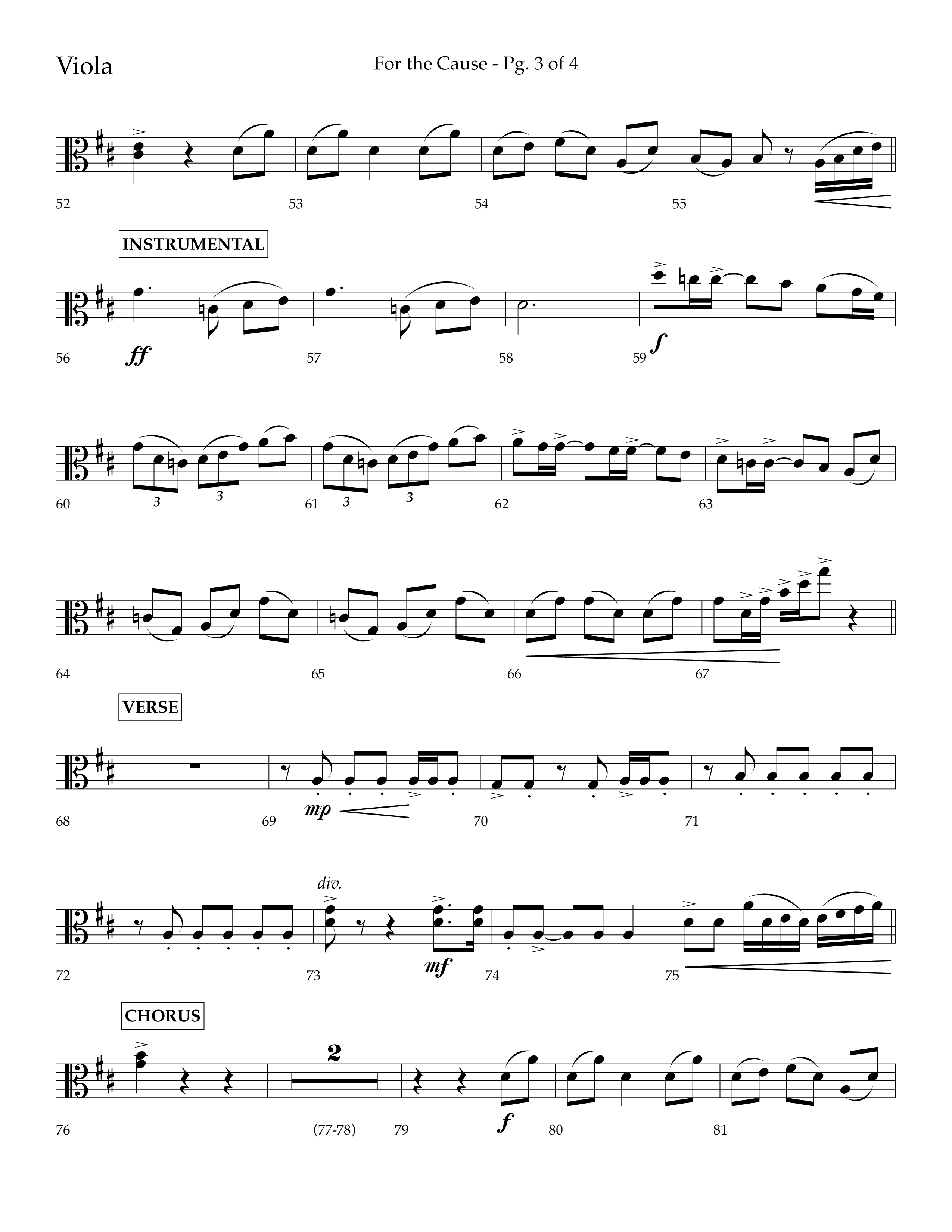 For The Cause (Choral Anthem SATB) Viola (Lifeway Choral / Arr. David Hamilton)