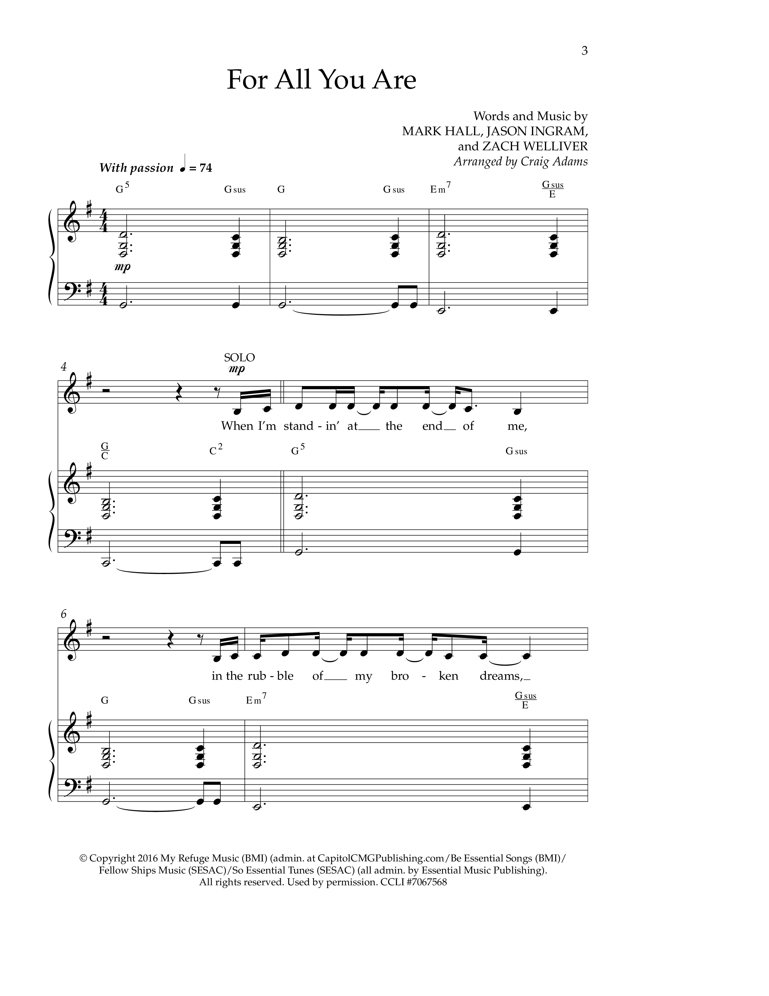 For All You Are (Choral Anthem SATB) Anthem (SATB/Piano) (Lifeway Choral / Arr. Craig Adams)