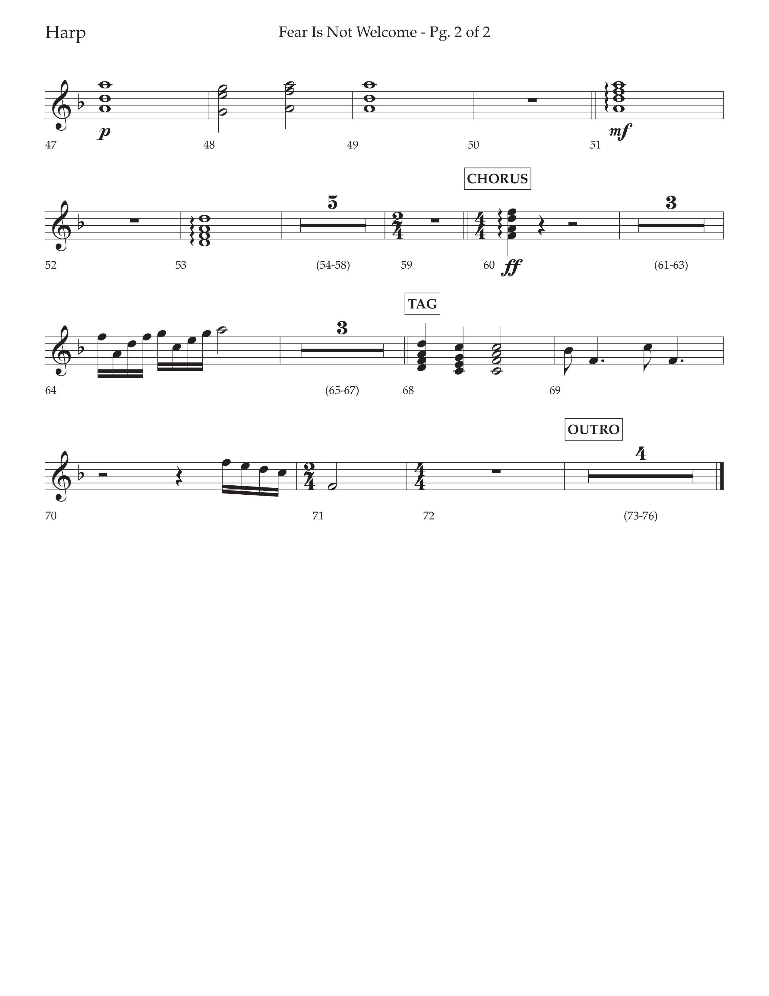 Fear Is Not Welcome (Choral Anthem SATB) Harp (Lifeway Choral / Arr. Cliff Duren)