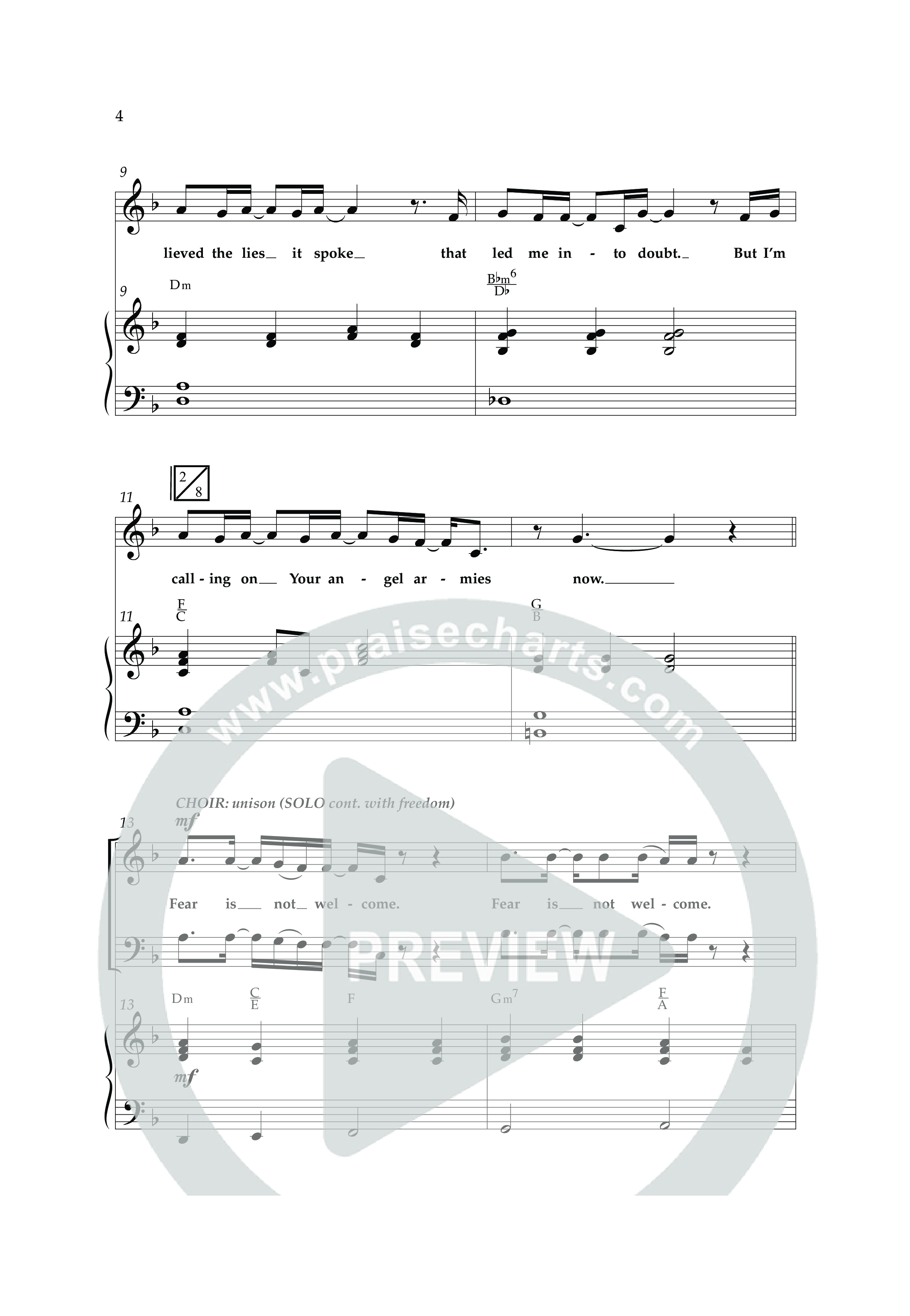 Fear Is Not Welcome (Choral Anthem SATB) Anthem (SATB/Piano) (Lifeway Choral / Arr. Cliff Duren)